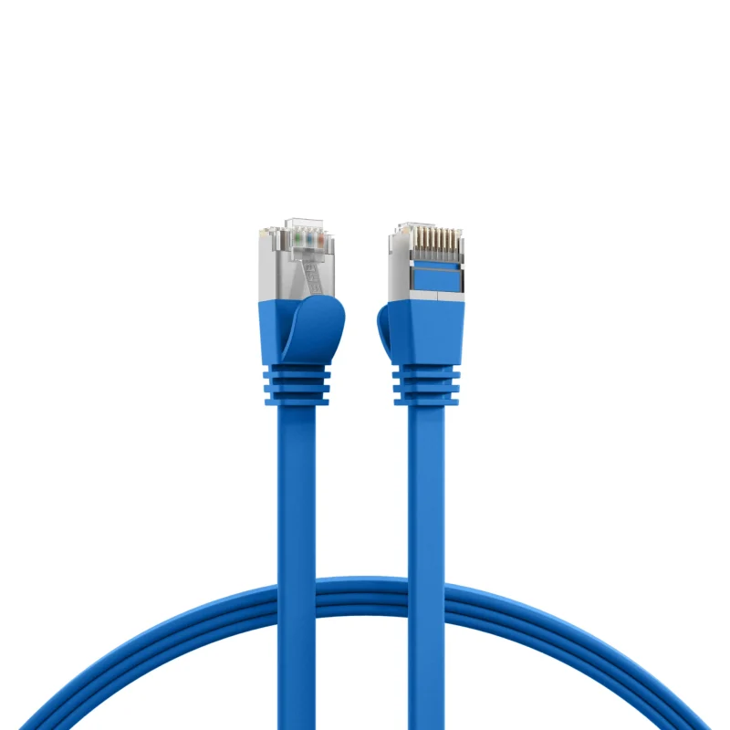 RJ45 Flachpatchkabel Cat.6A U/FTP PVC blau 0,25m