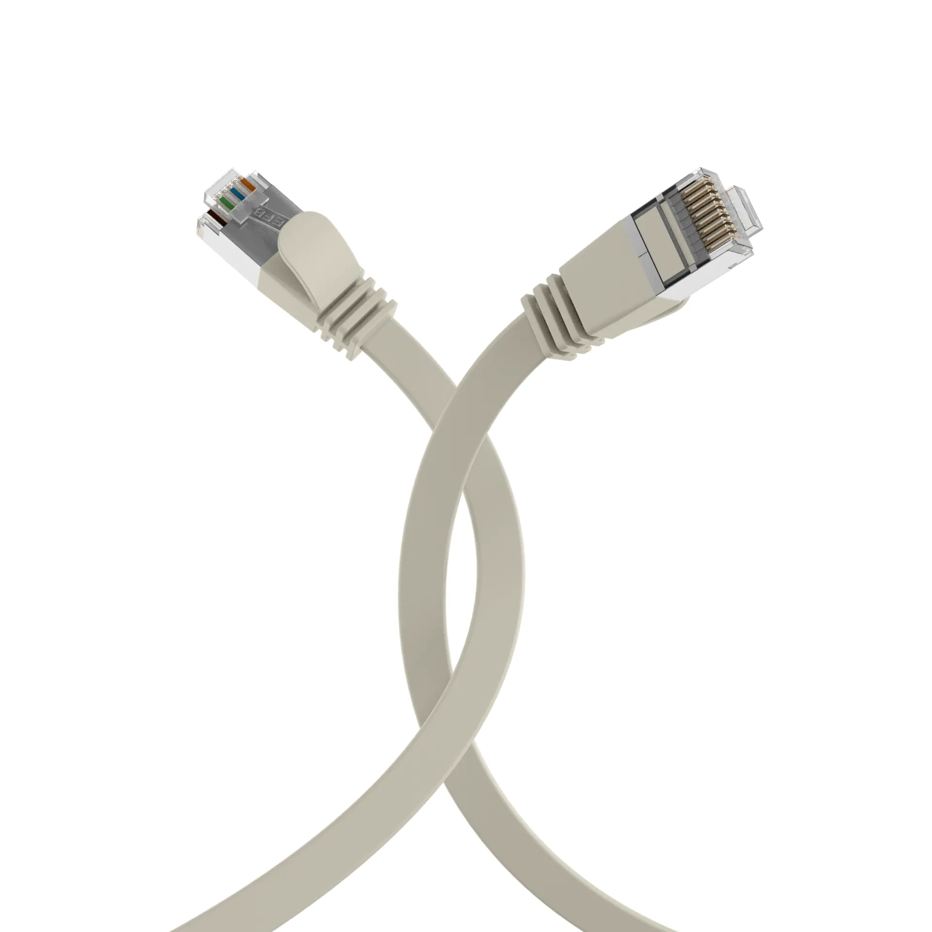 RJ45 Flachpatchkabel Cat.6A U/FTP PVC grau 0,15m – Bild 4