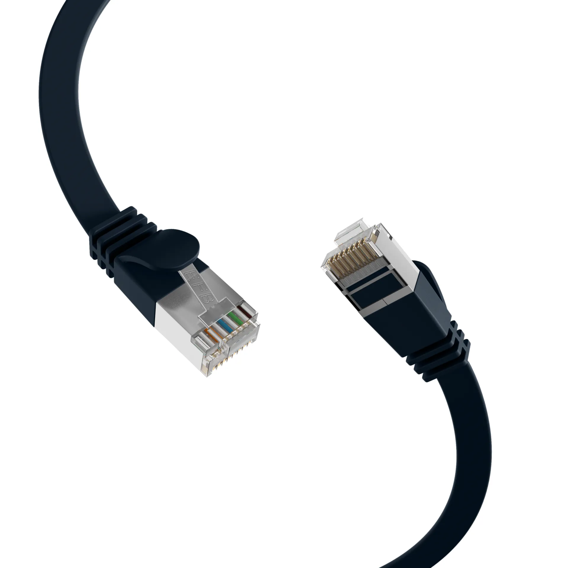 RJ45 Flachpatchkabel Cat.6A U/FTP PVC schwarz 2m – Bild 2