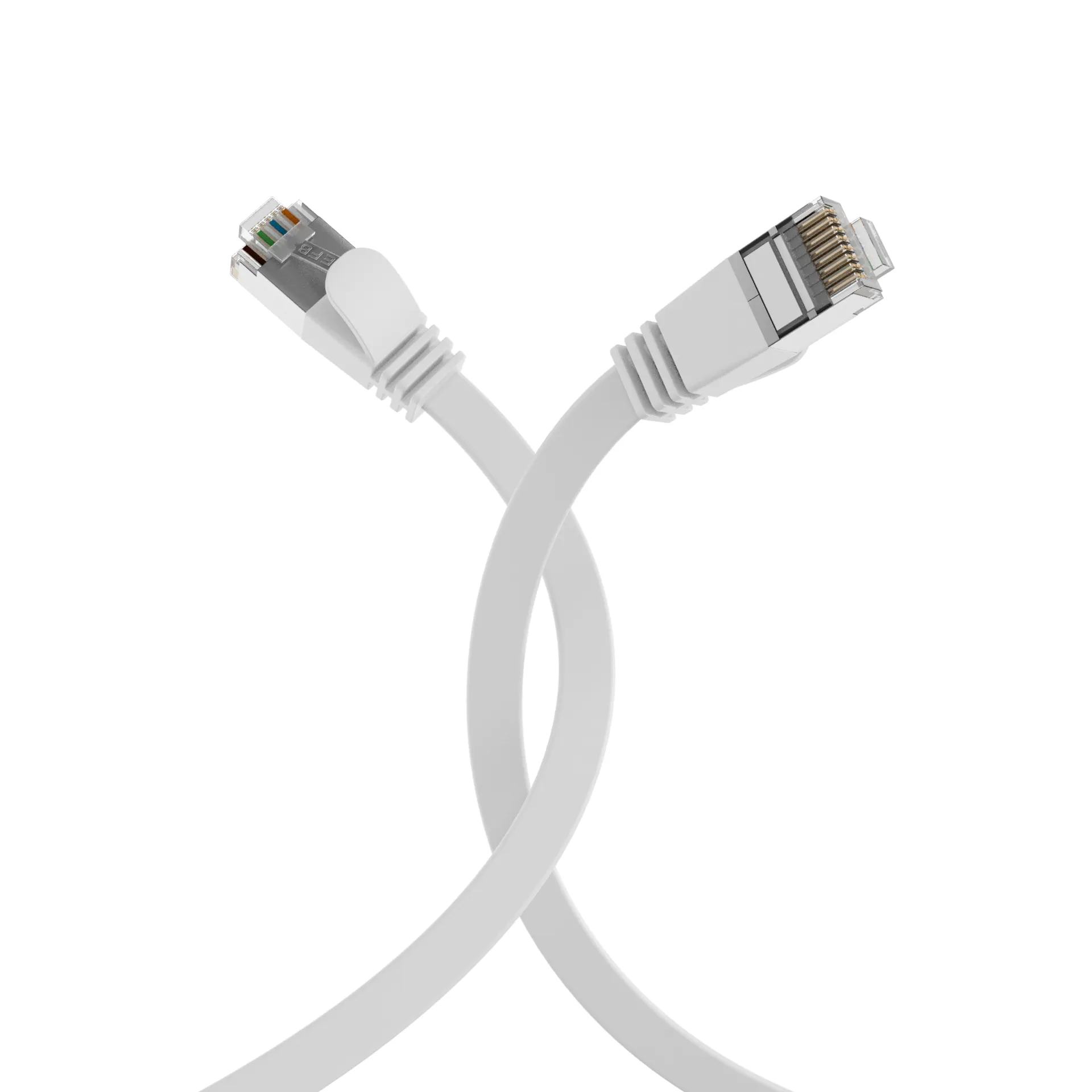 RJ45 Flachpatchkabel Cat.6A U/FTP PVC weiß 0,15m – Bild 4