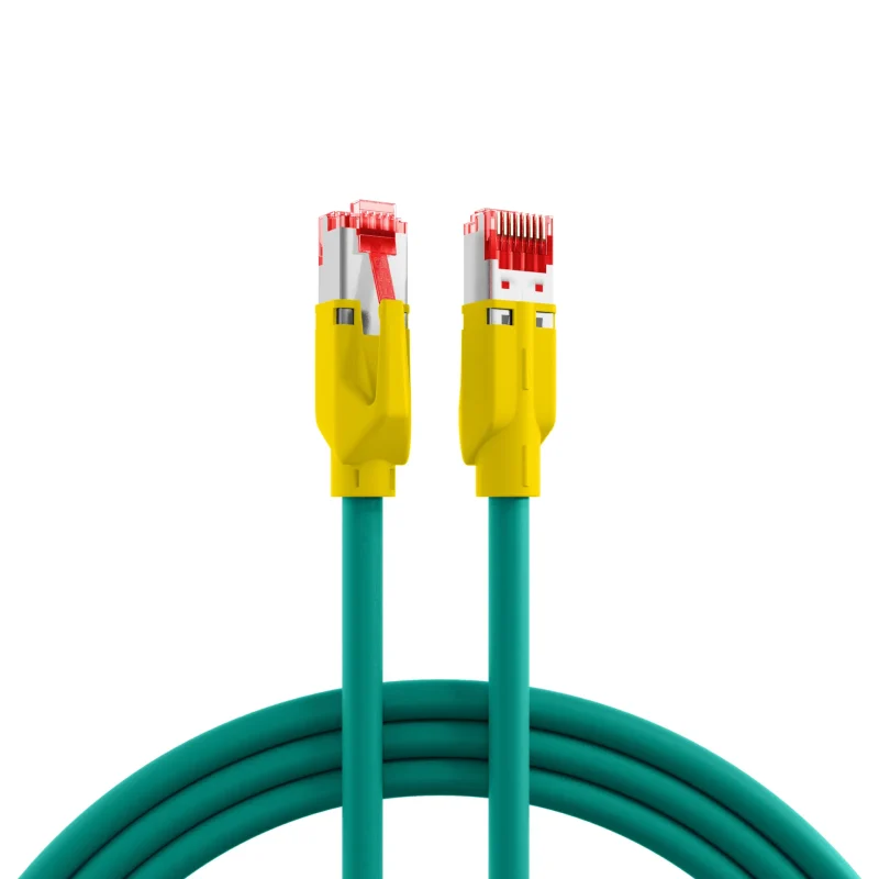 RJ45 Patchkabel Cat.5e SF/UTP PUR TM21 Tülle gelb schleppfähig grün 1m