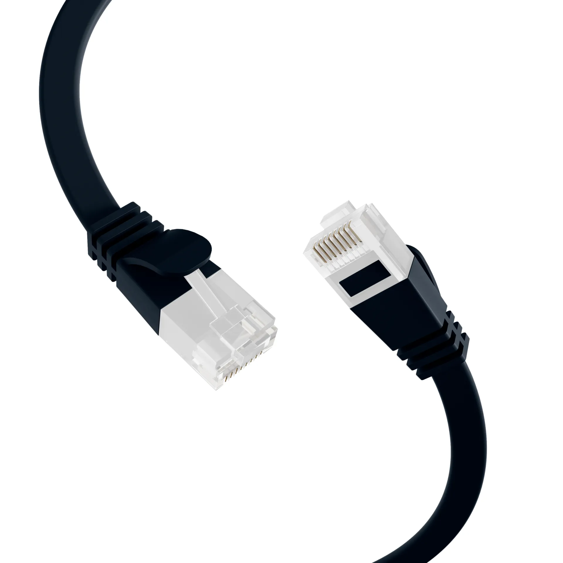 RJ45 Flachpatchkabel Cat.6A U/UTP PVC schwarz 2m – Bild 2
