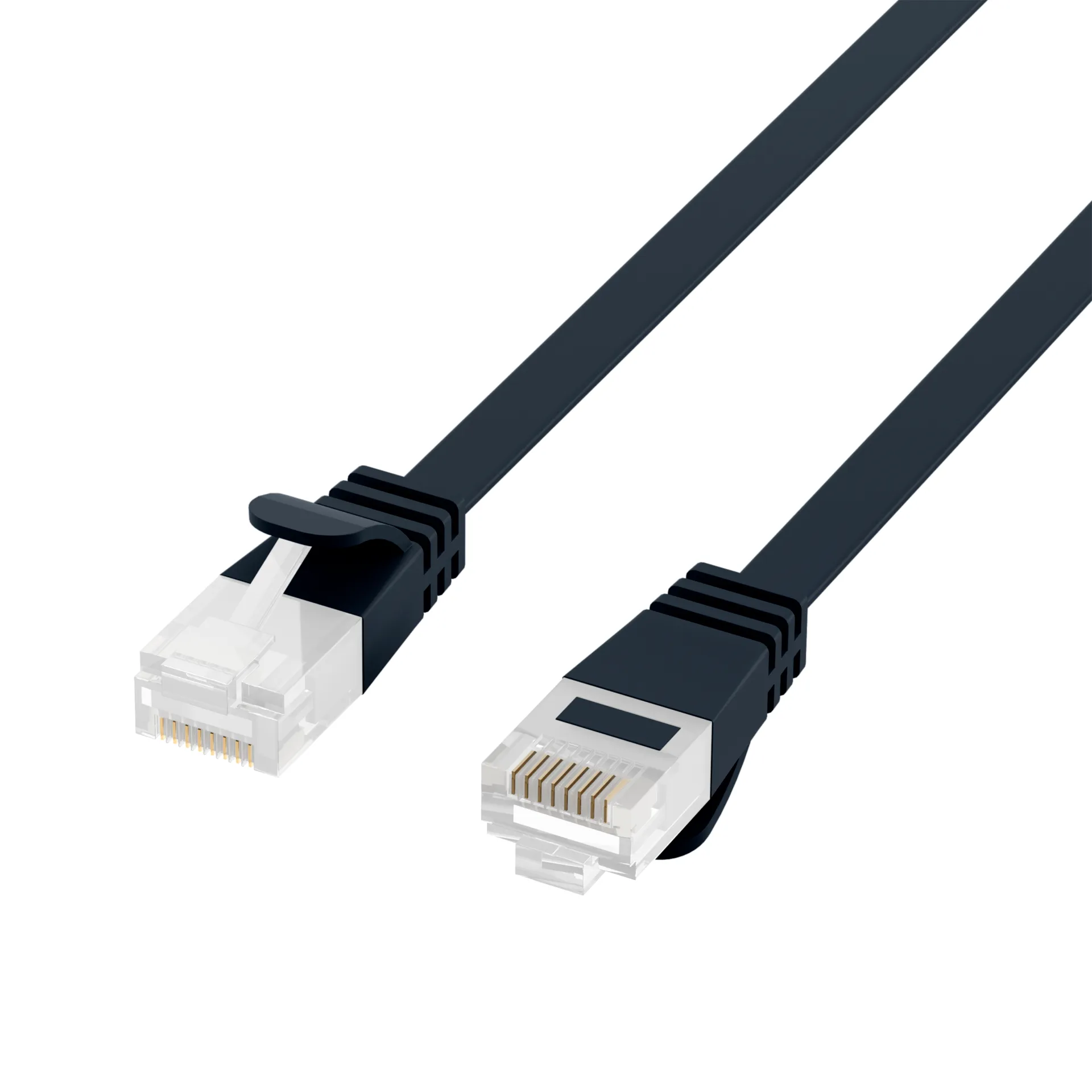 RJ45 Flachpatchkabel Cat.6A U/UTP PVC schwarz 2m – Bild 3