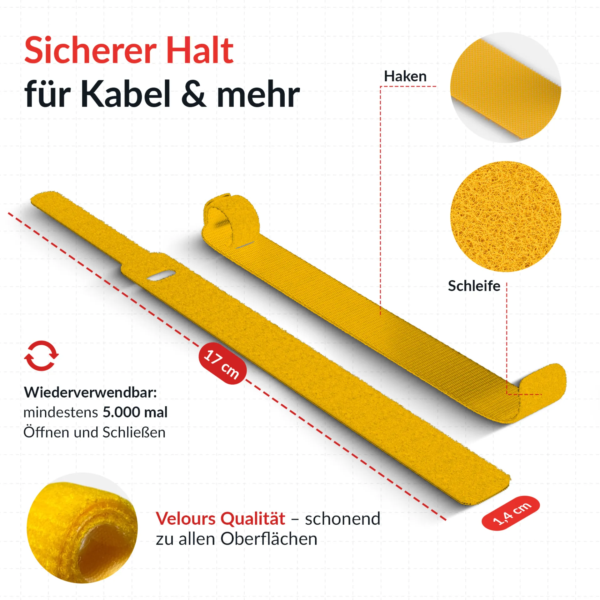 LTC BASIC STRAPS, Klettkabelbinder 10 Stück Set gelb/blau/rot – Bild 7