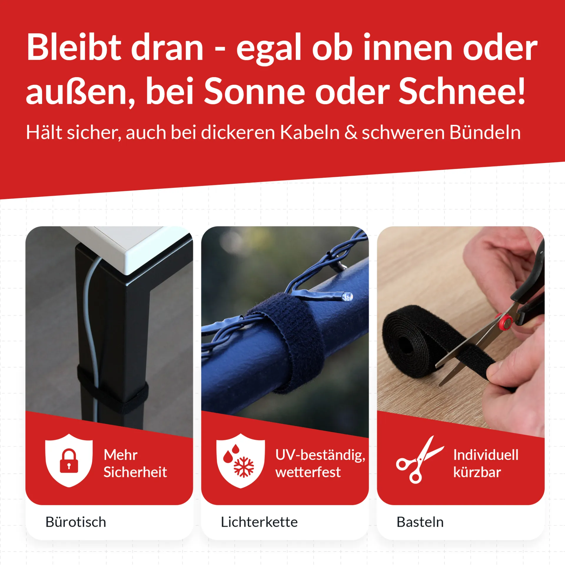 LTC ROLL STRAP, Doppelseitige Klettbandrolle 3m schwarz – Bild 5