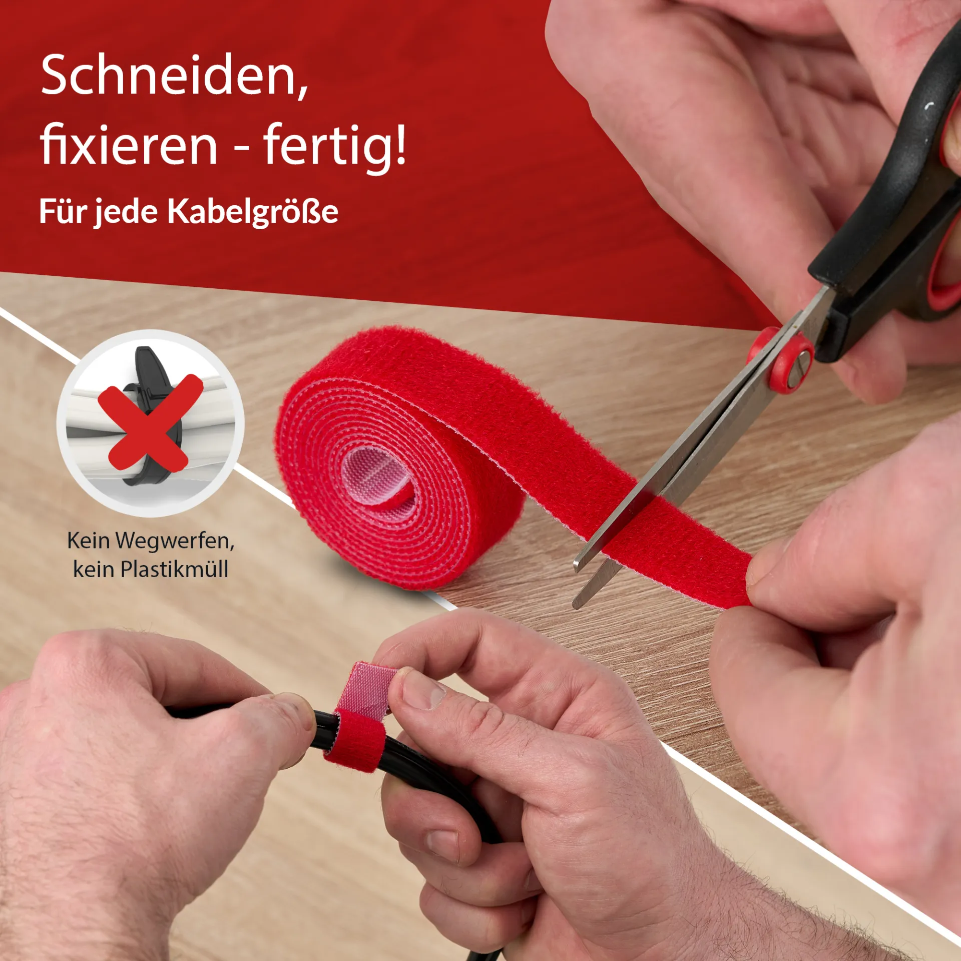LTC ROLL STRAP, Doppelseitige Klettbandrolle 4x1m schwarz/gelb/blau/rot – Bild 6