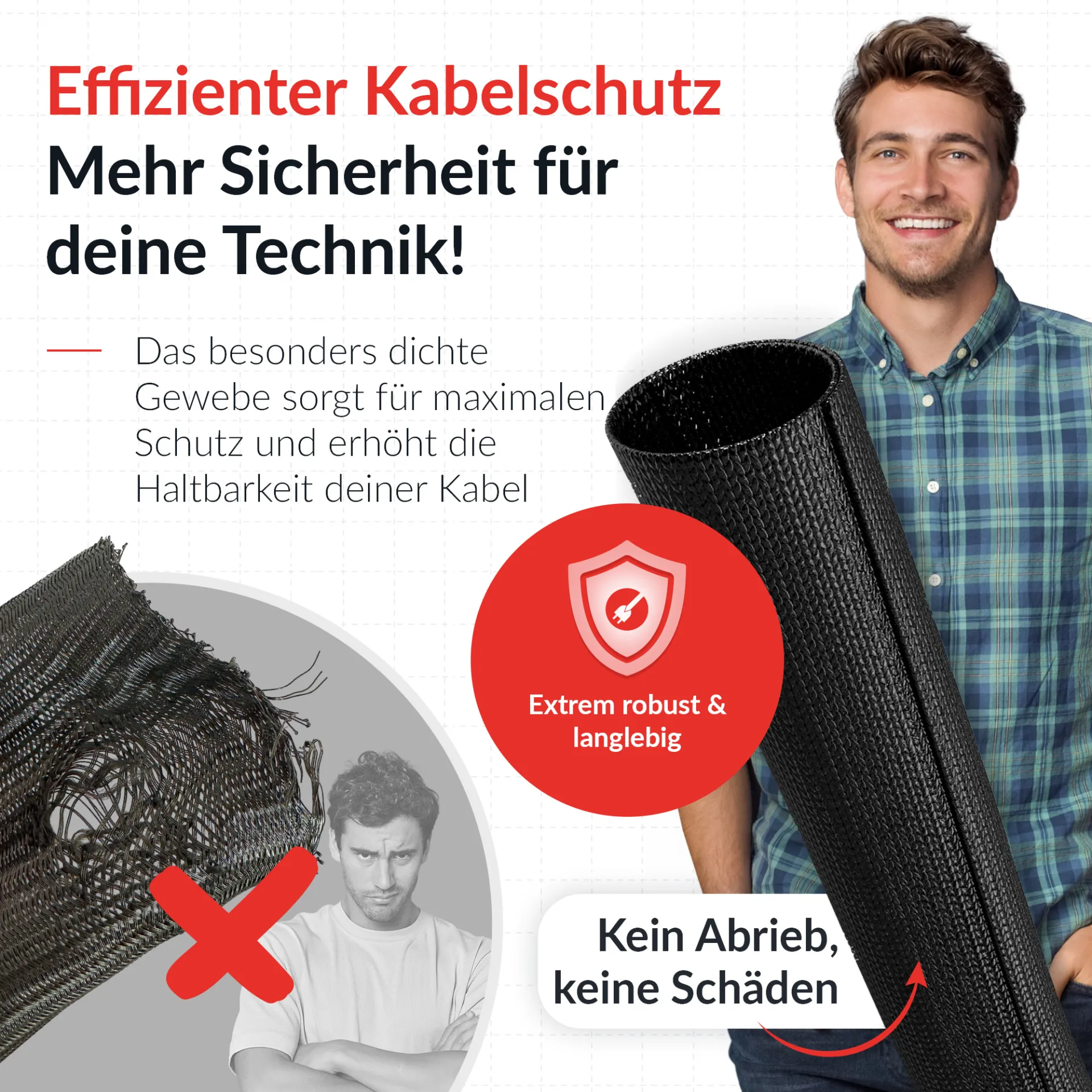 LTC CABLE TUBE, Gewebekabelschlauch Durchmesser 2.5 - 4 cm 2m schwarz – Bild 5
