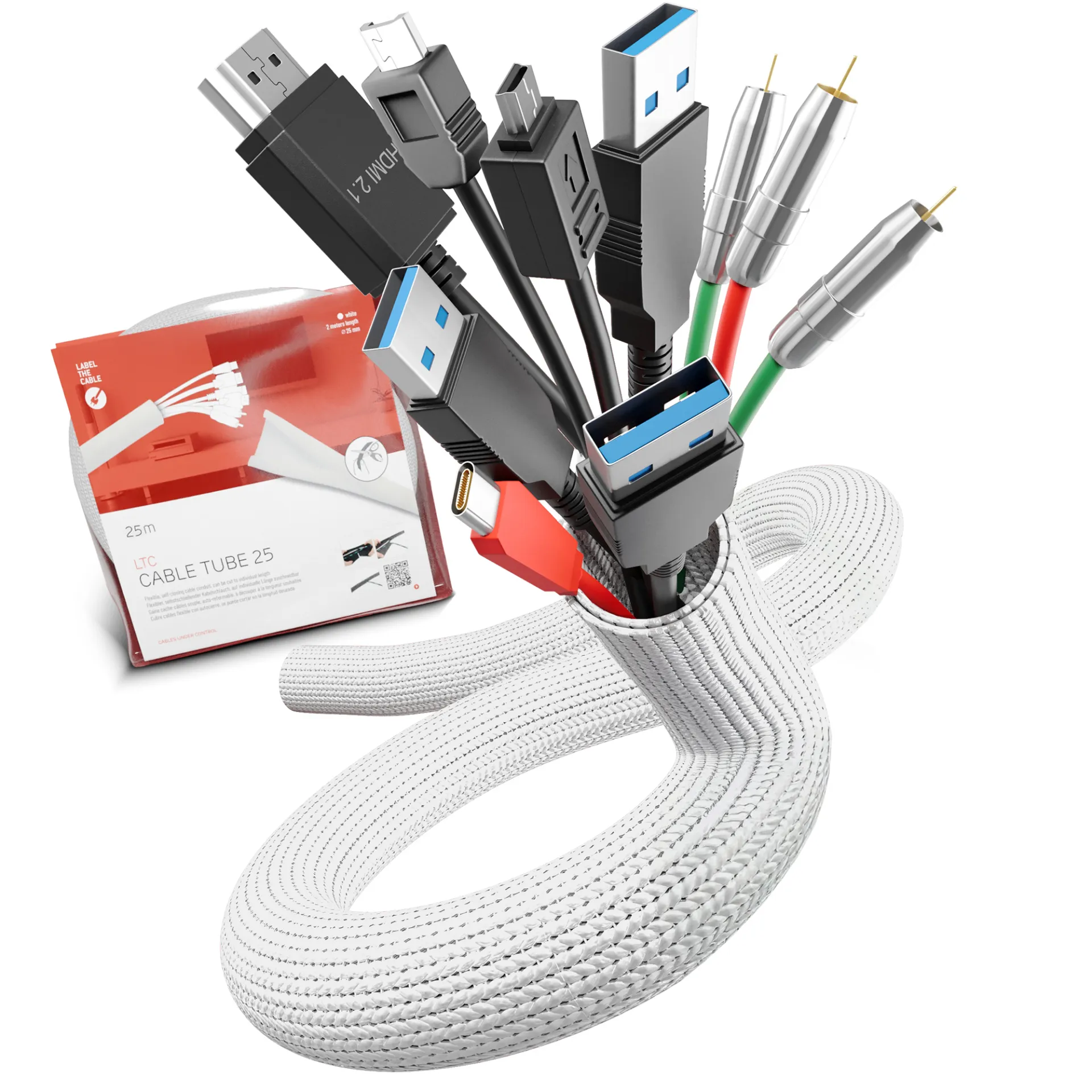 LTC CABLE TUBE, Gewebekabelschlauch Durchmesser 2.5 - 4 cm 2m weiß – Bild 3