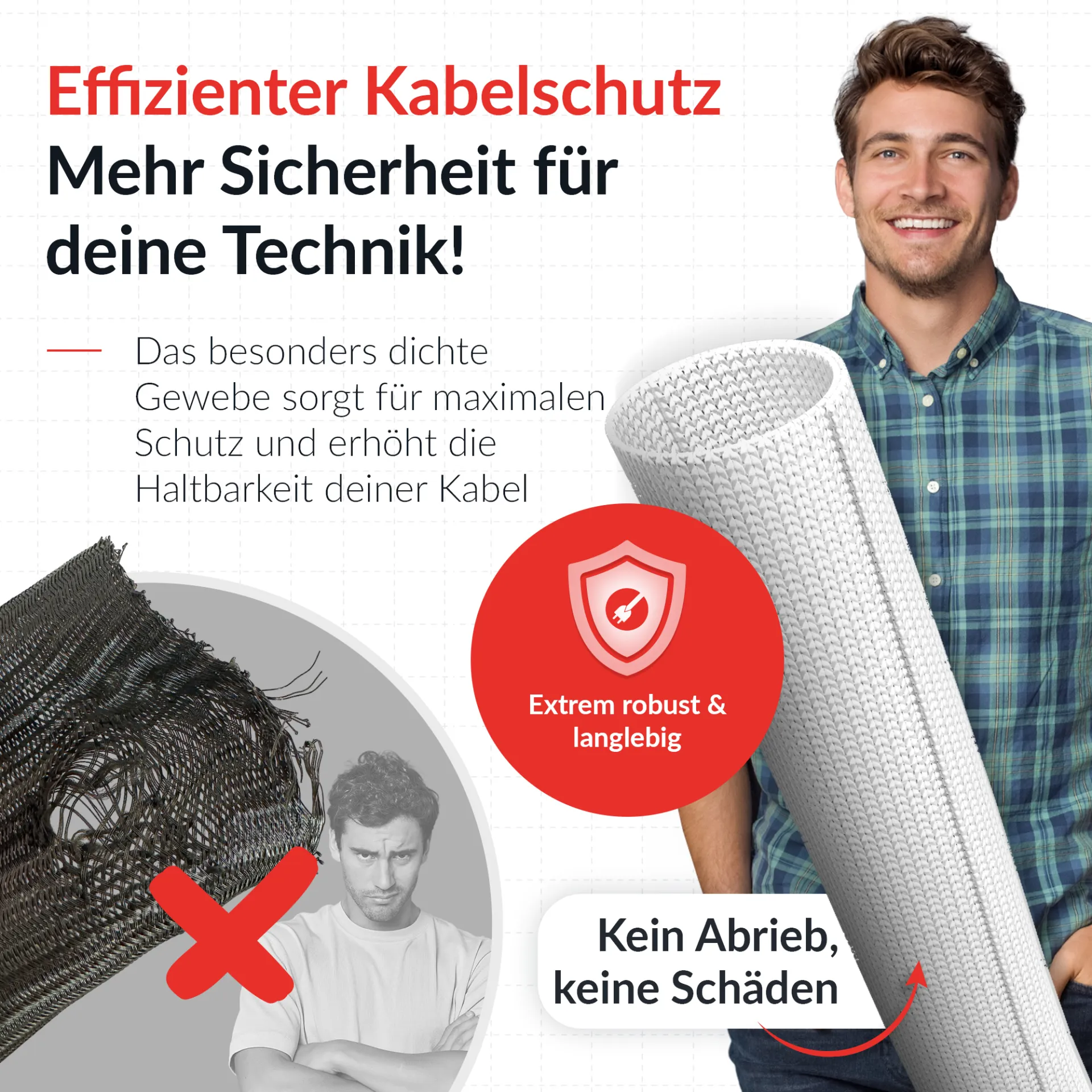 LTC CABLE TUBE, Gewebekabelschlauch Durchmesser 2.5 - 4 cm 2m weiß – Bild 5