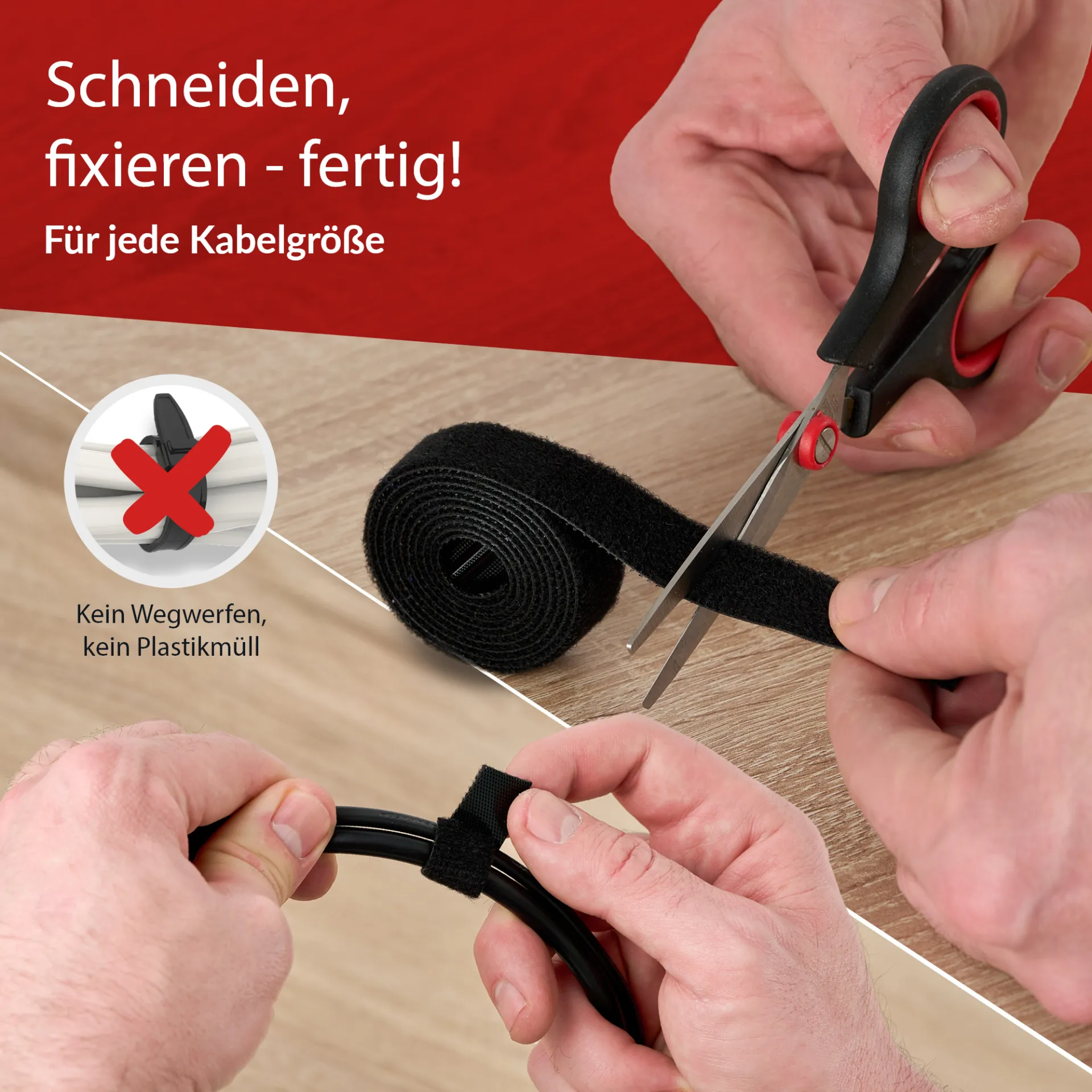 LTC ROLL STRAP Doppelseitige Klettbandrolle 25m schwarz – Bild 6