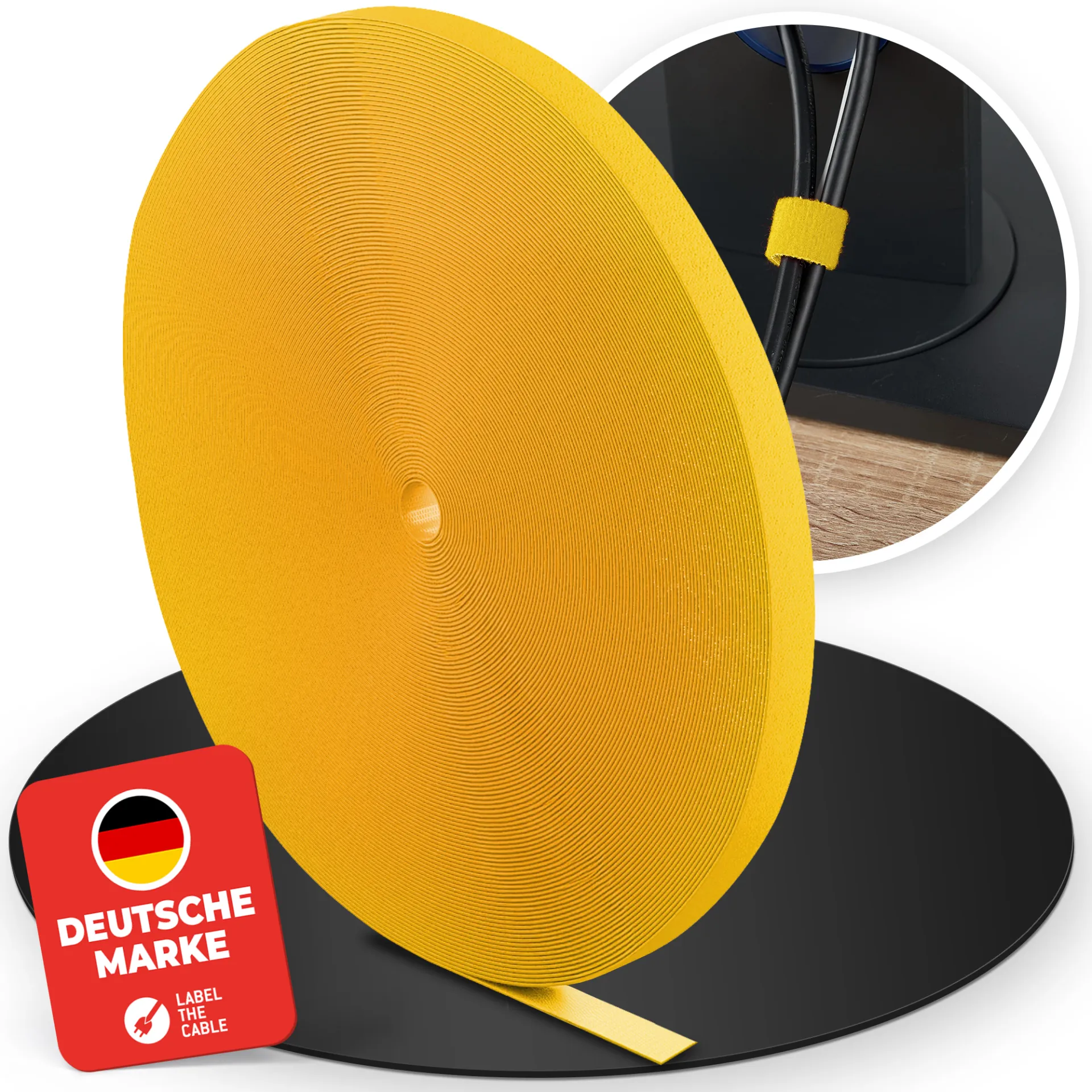 LTC ROLL STRAP Doppelseitige Klettbandrolle 25m gelb – Bild 3