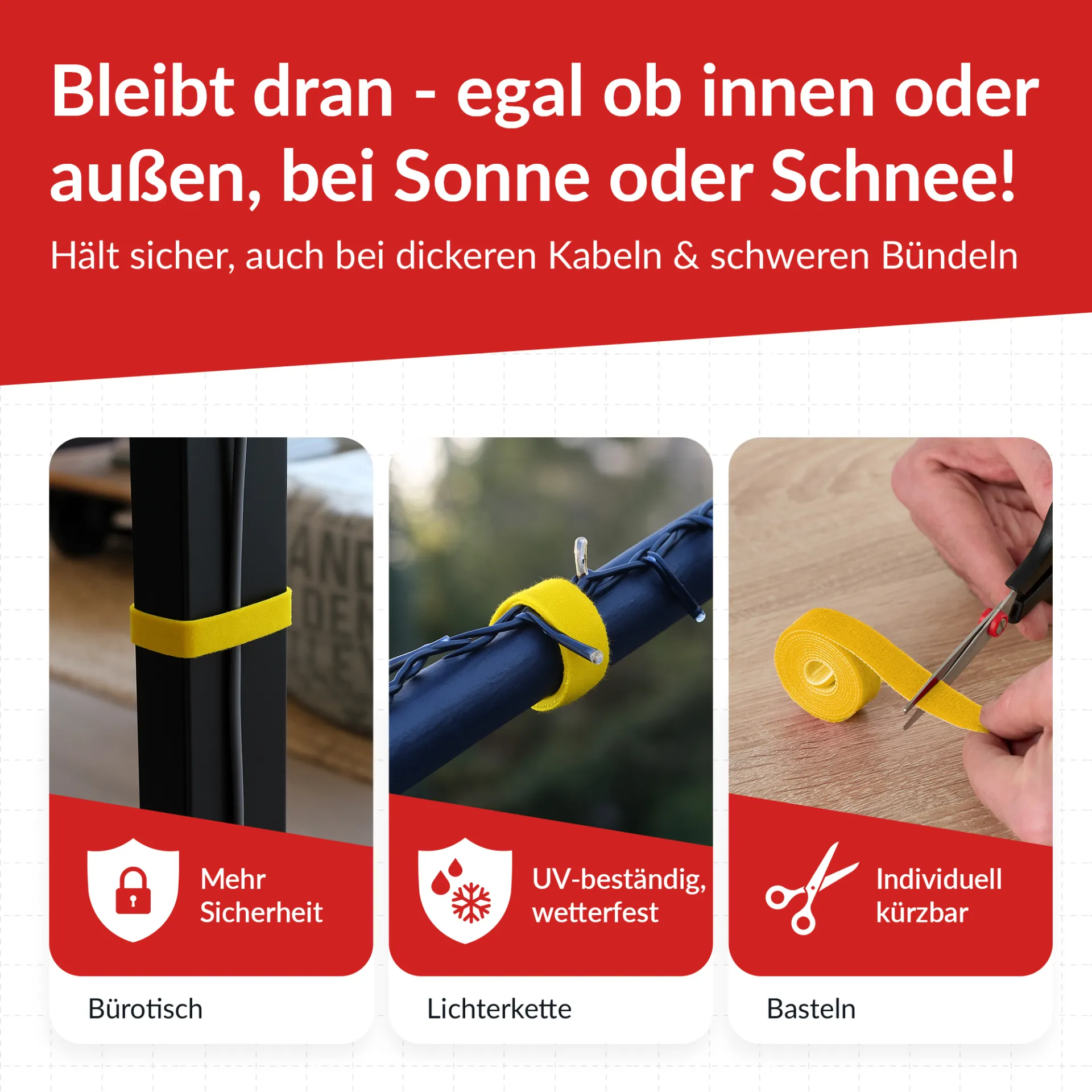 LTC ROLL STRAP Doppelseitige Klettbandrolle 25m gelb – Bild 5