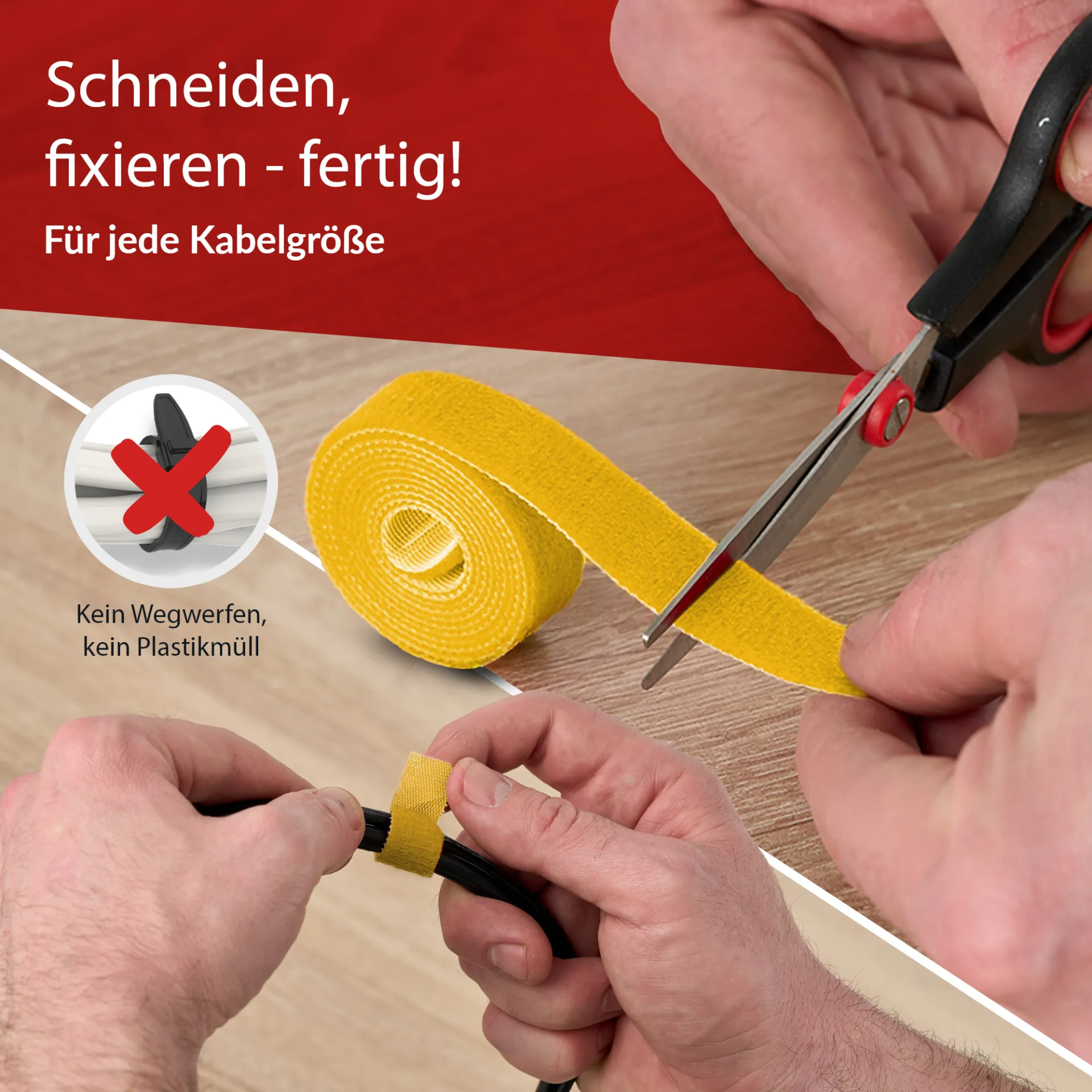 LTC ROLL STRAP Doppelseitige Klettbandrolle 25m gelb – Bild 6