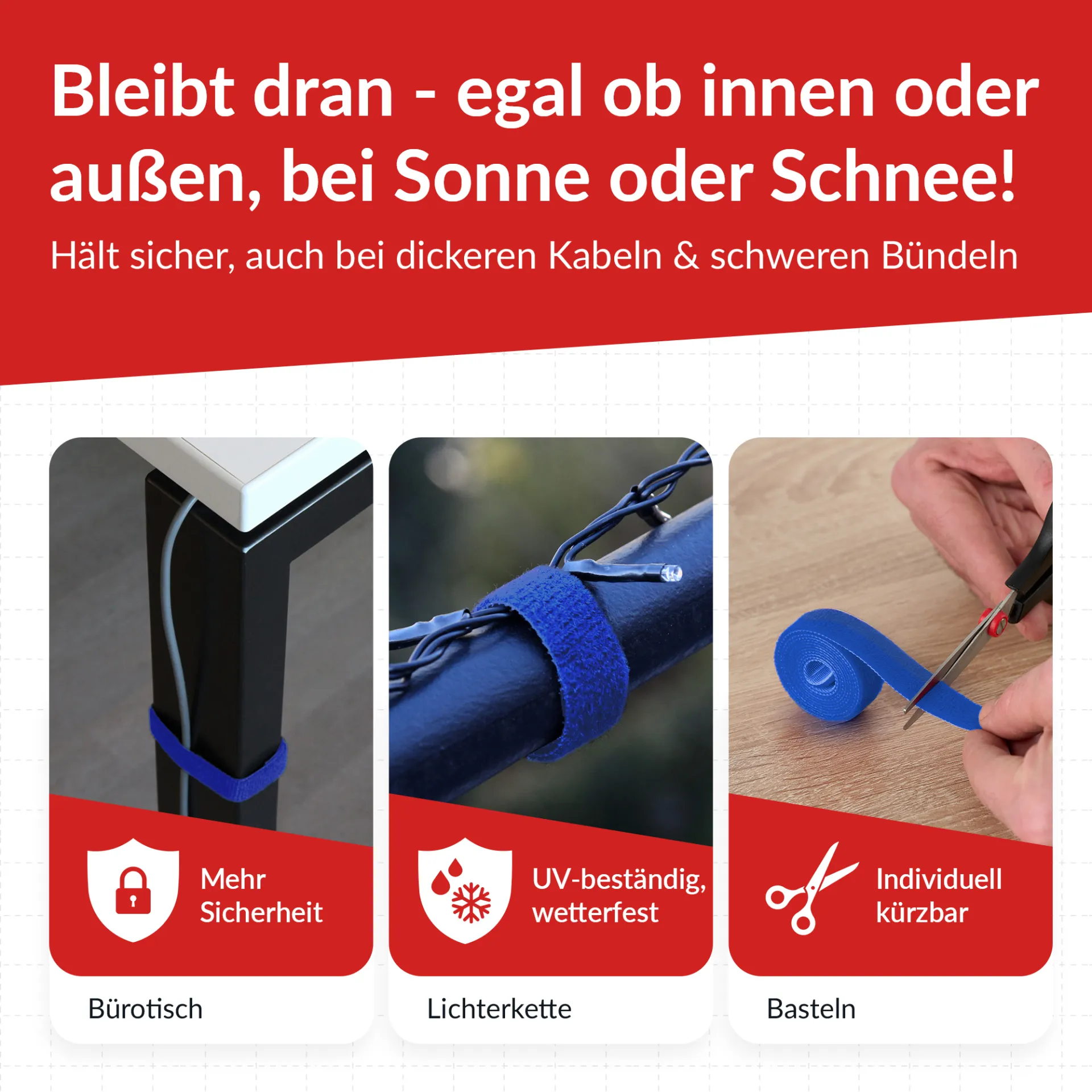 LTC ROLL STRAP, Doppelseitige Klettbandrolle 25m blau – Bild 5