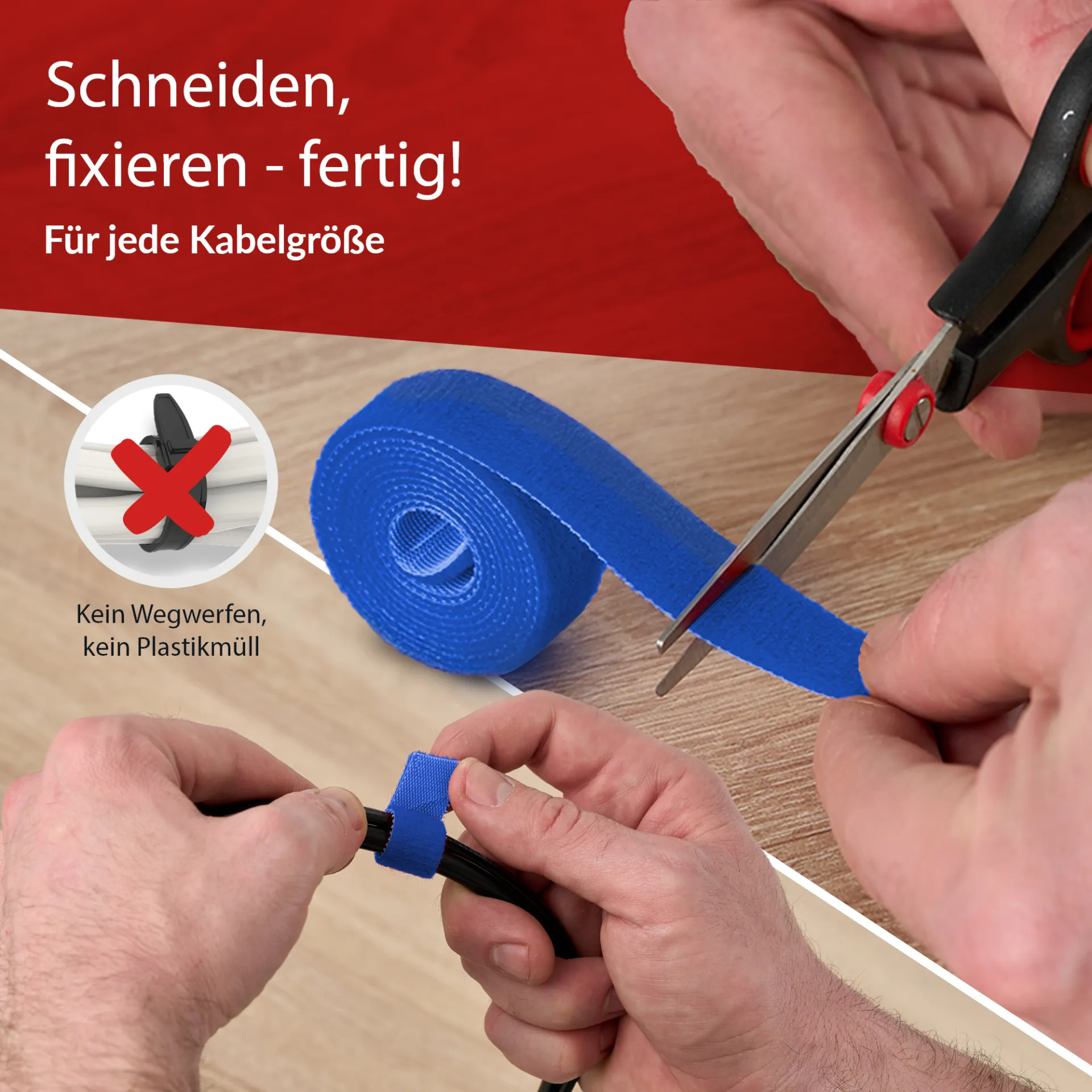 LTC ROLL STRAP, Doppelseitige Klettbandrolle 25m blau – Bild 6