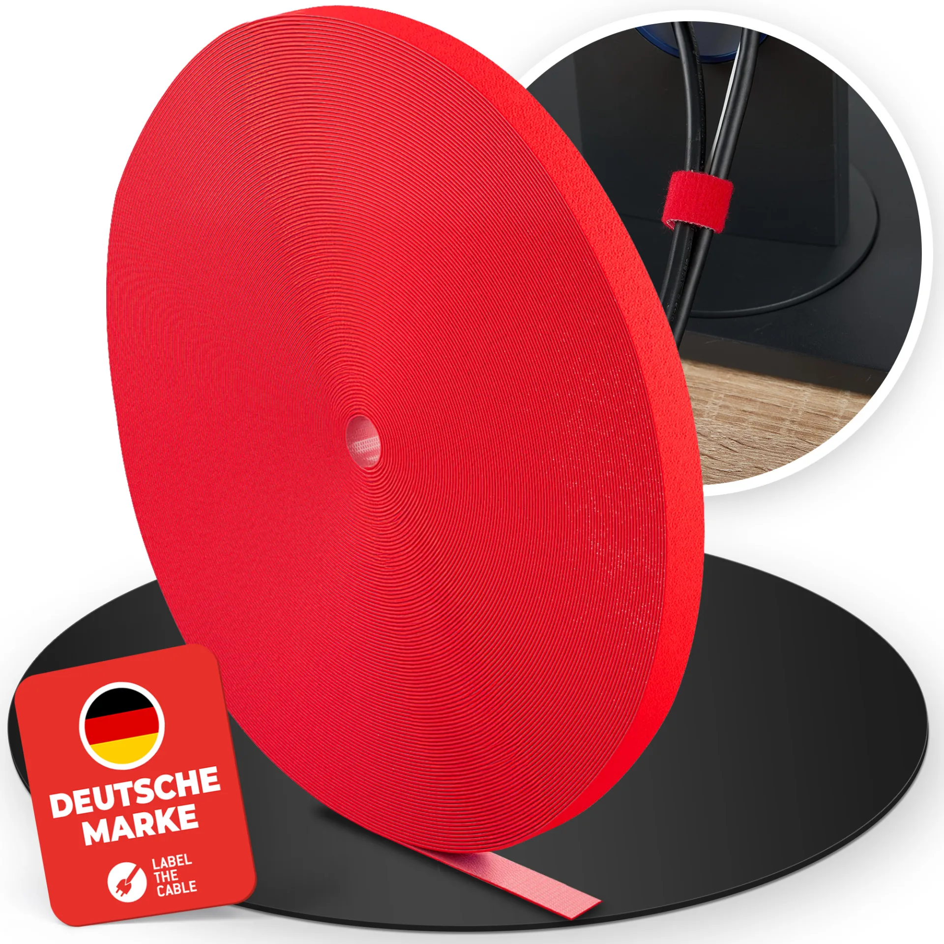 LTC ROLL STRAP, Doppelseitige Klettbandrolle 25m rot – Bild 3