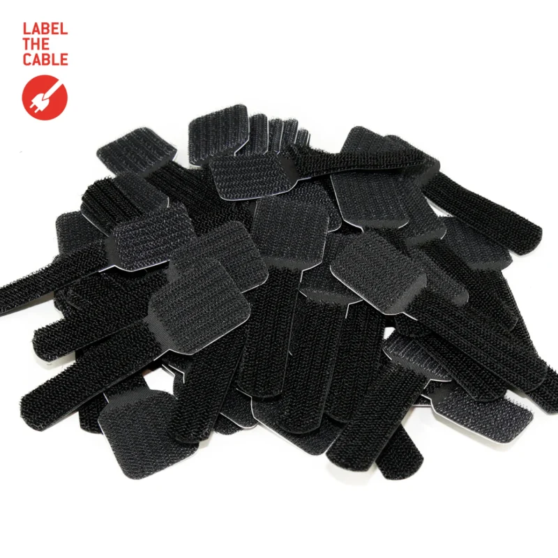 LTC WALL STRAPS Selbstklebende Klettkabelhalter 50 Stück Set schwarz