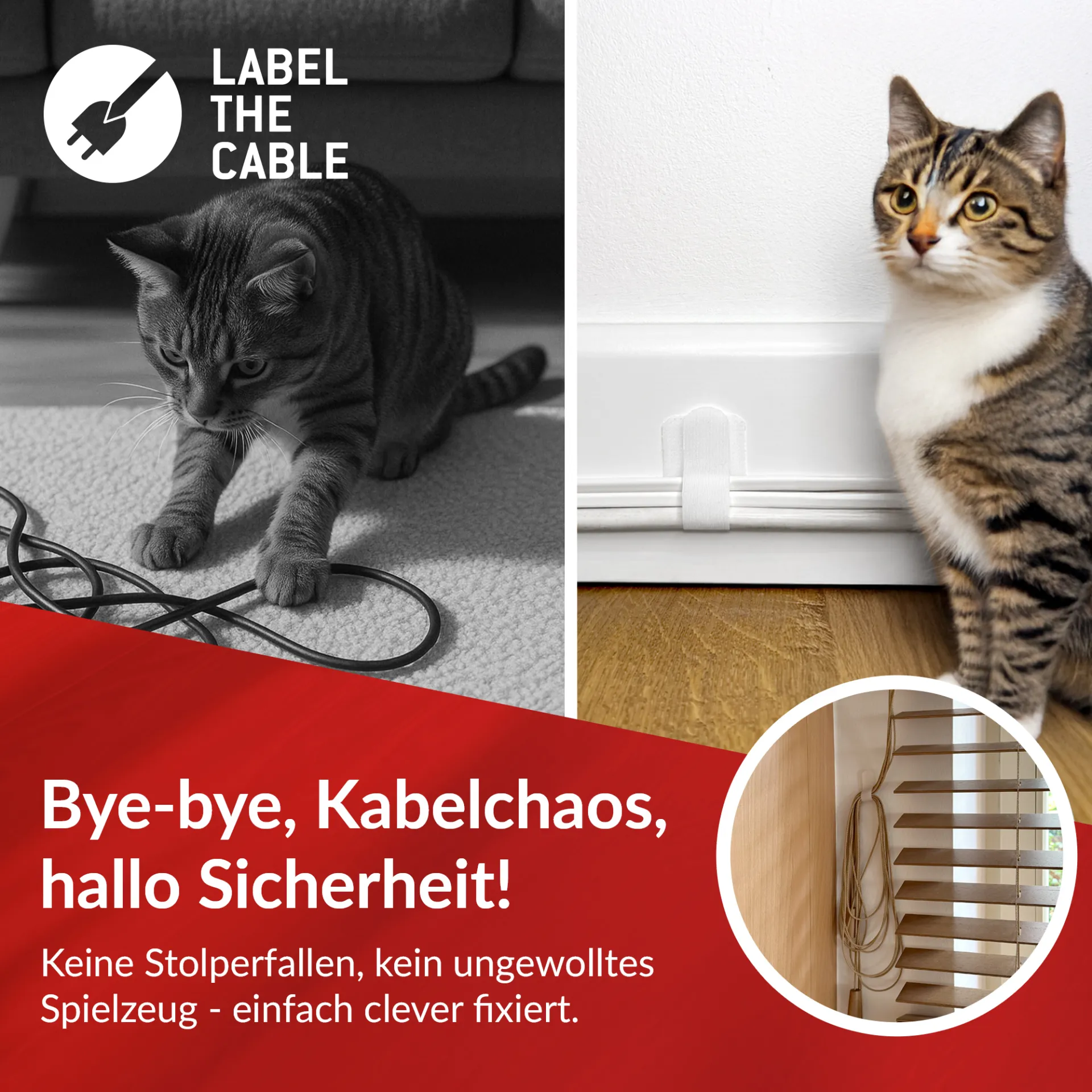LTC WALL STRAPS Selbstklebende Klettkabelhalter 50 Stück Set weiß – Bild 7