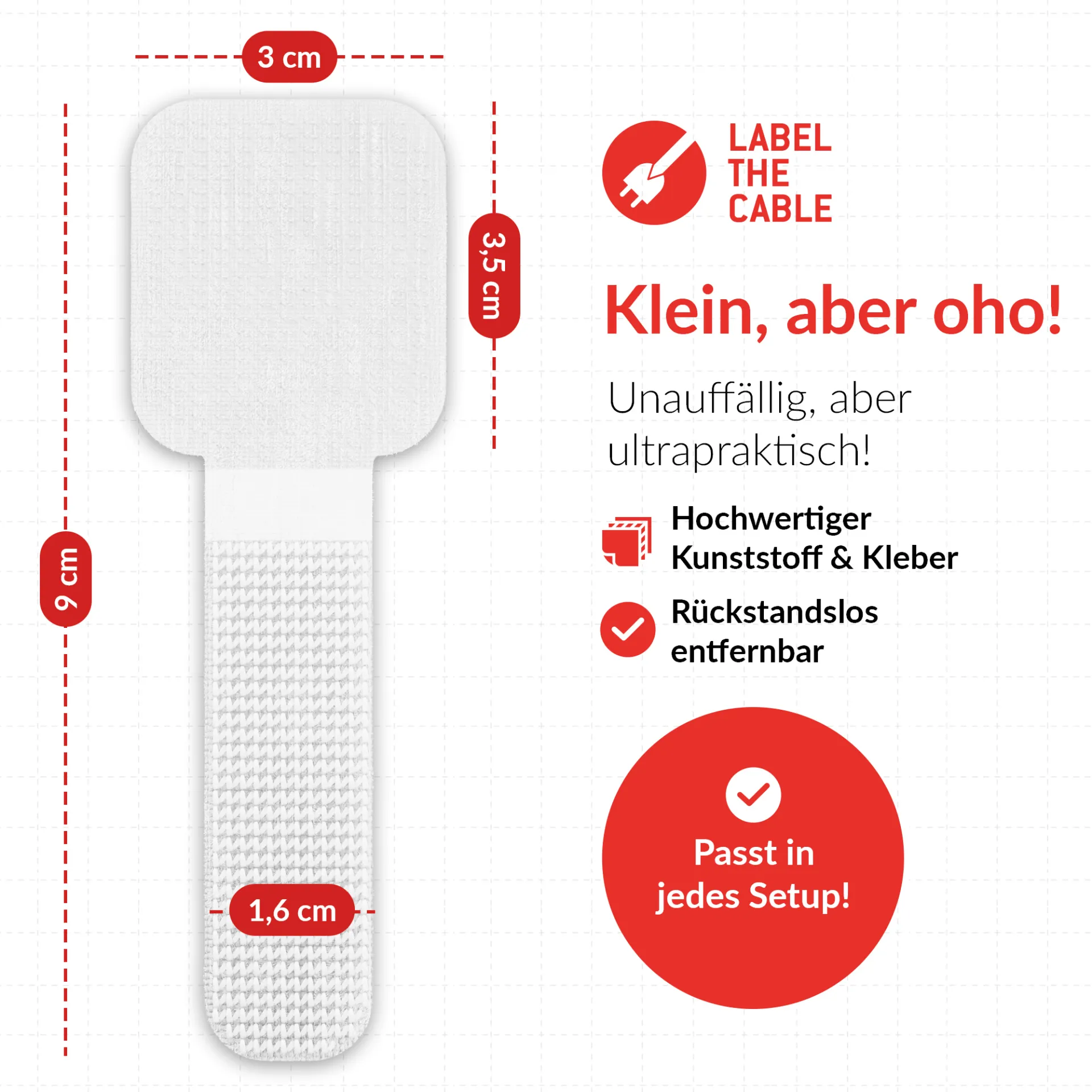 LTC WALL STRAPS Selbstklebende Klettkabelhalter 50 Stück Set weiß – Bild 8