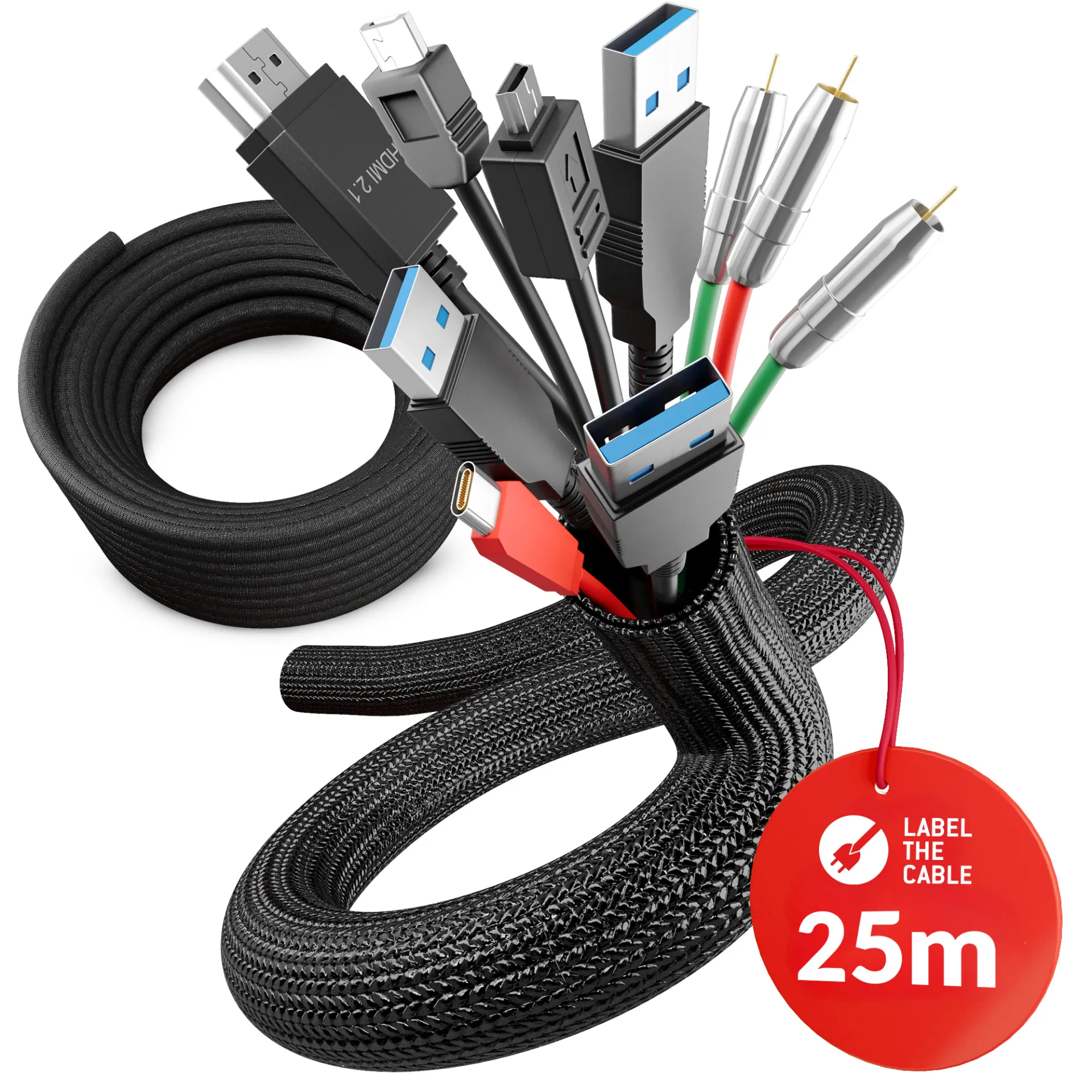 LTC CABLE TUBE Gewebekabelschlauch Durchmesser 2.5 - 4 cm 25m schwarz – Bild 3