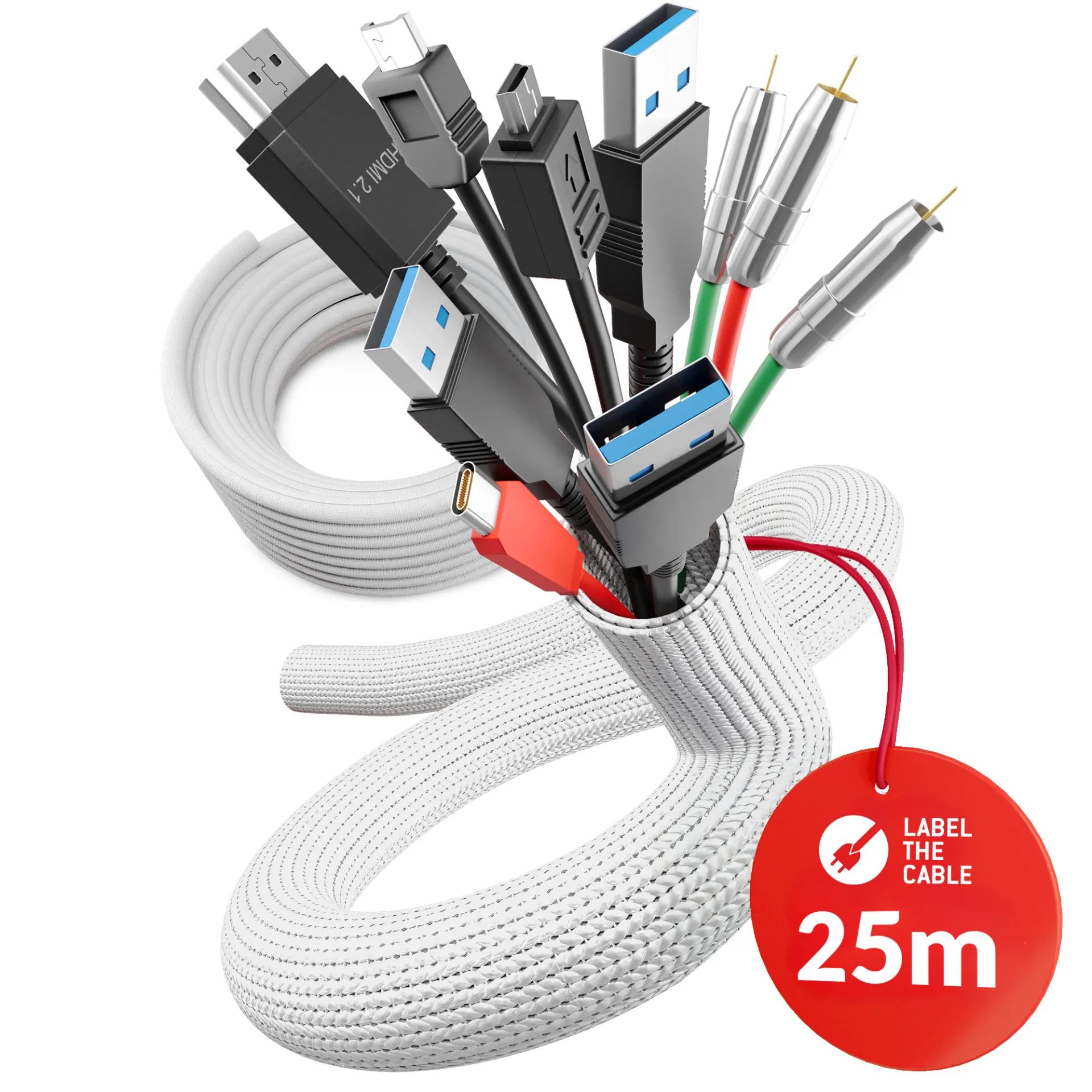 LTC CABLE TUBE Gewebekabelschlauch Durchmesser 2.5 - 4 cm 25m weiß – Bild 3