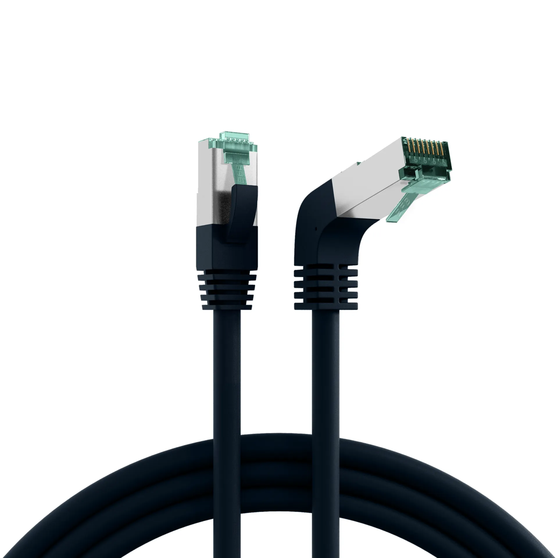 RJ45 Patchkabel Cat.6A S/FTP LSZH 1x90° schwarz 1m