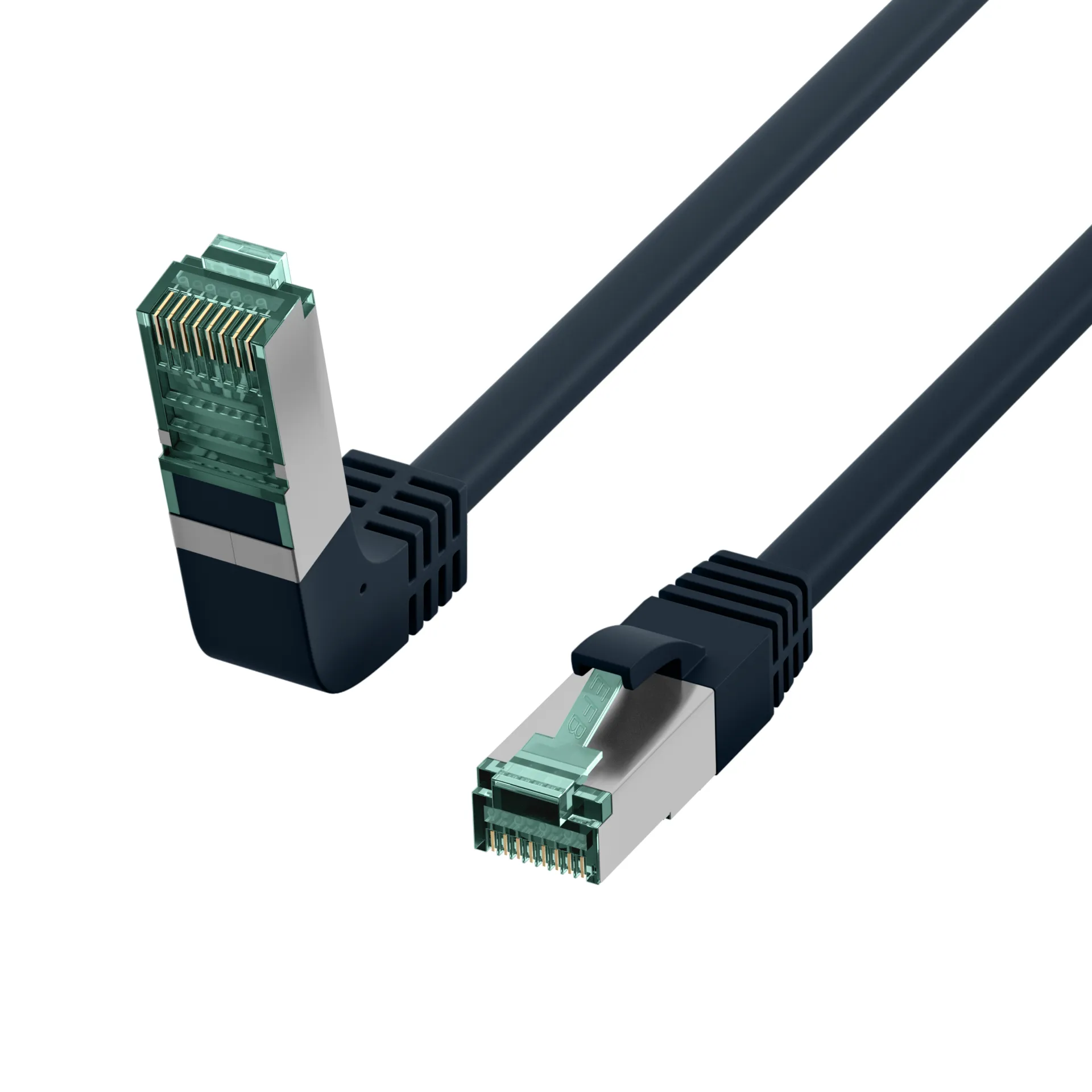 RJ45 Patchkabel Cat.6A S/FTP LSZH 1x90° schwarz 1m – Bild 3