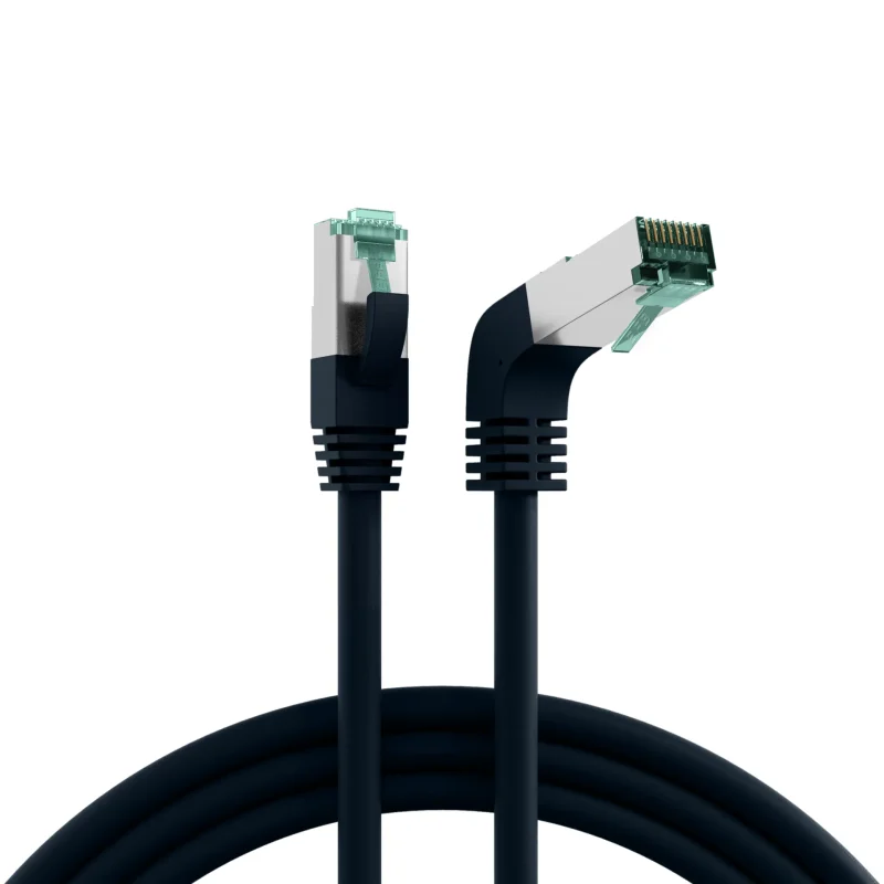 RJ45 Patchkabel Cat.6A S/FTP LSZH 1×90° schwarz 2m
