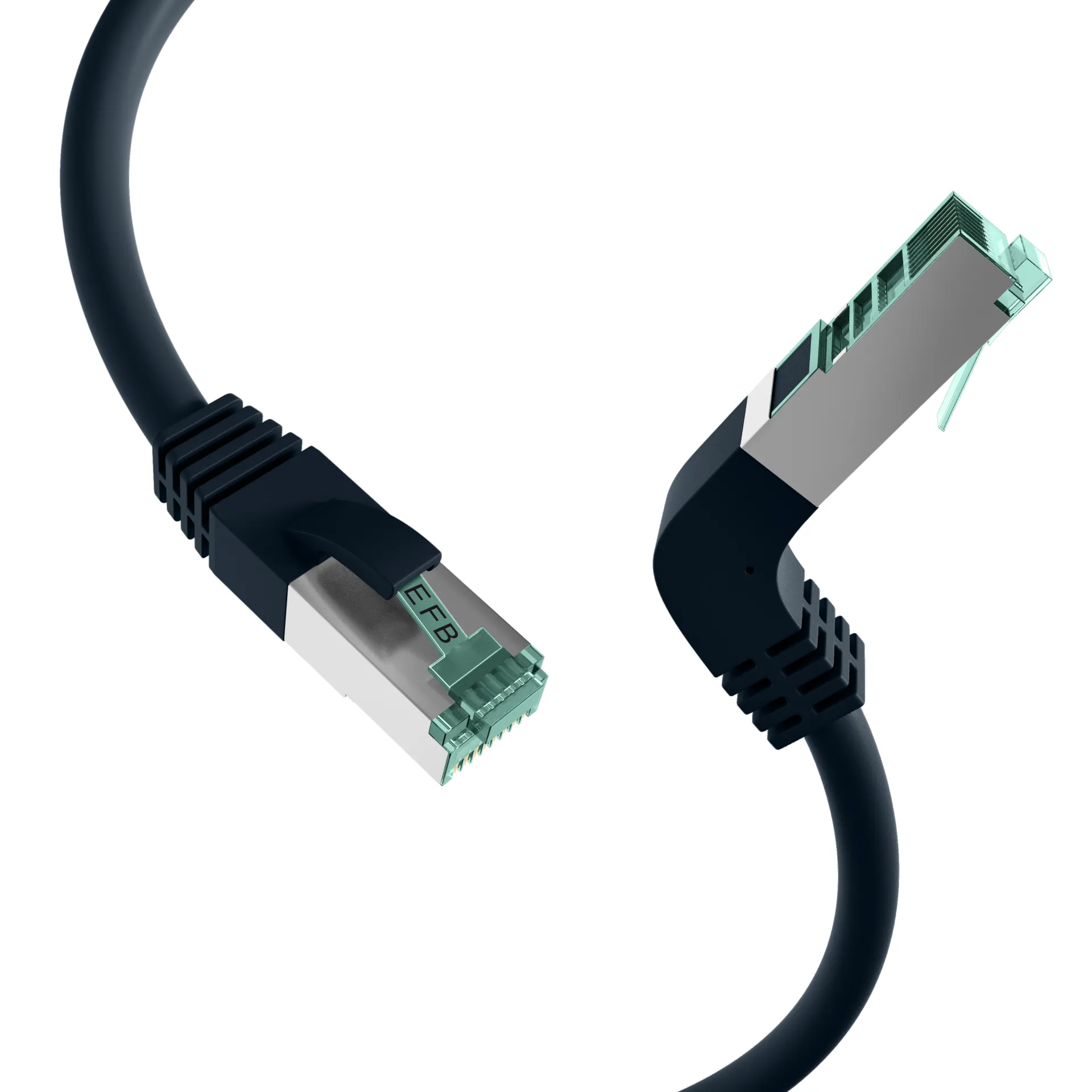 RJ45 Patchkabel Cat.6A S/FTP LSZH 1x90° schwarz 3m – Bild 2