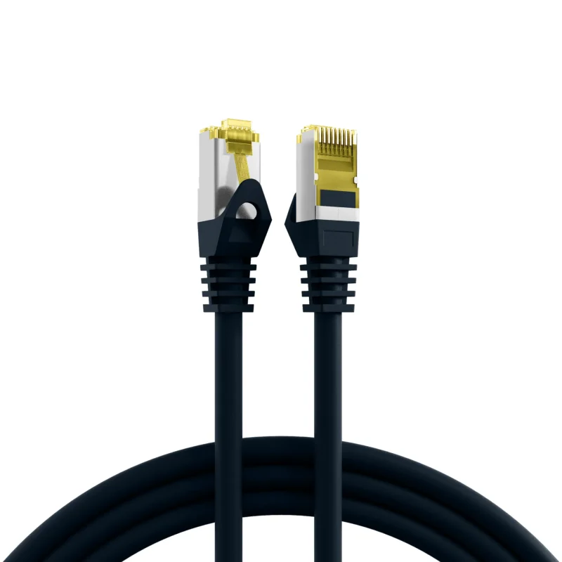 RJ45 Patchkabel Cat.6A S/FTP LSZH Cat.7 Rohkabel schwarz 0,25m
