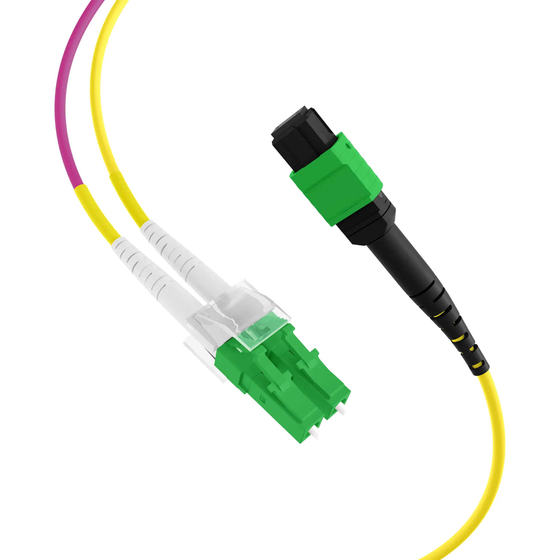 MTP®/APC(F)-LC/APC Trunkkabel OS2 12 Fasern Typ B LSZH gelb 2m – Bild 2