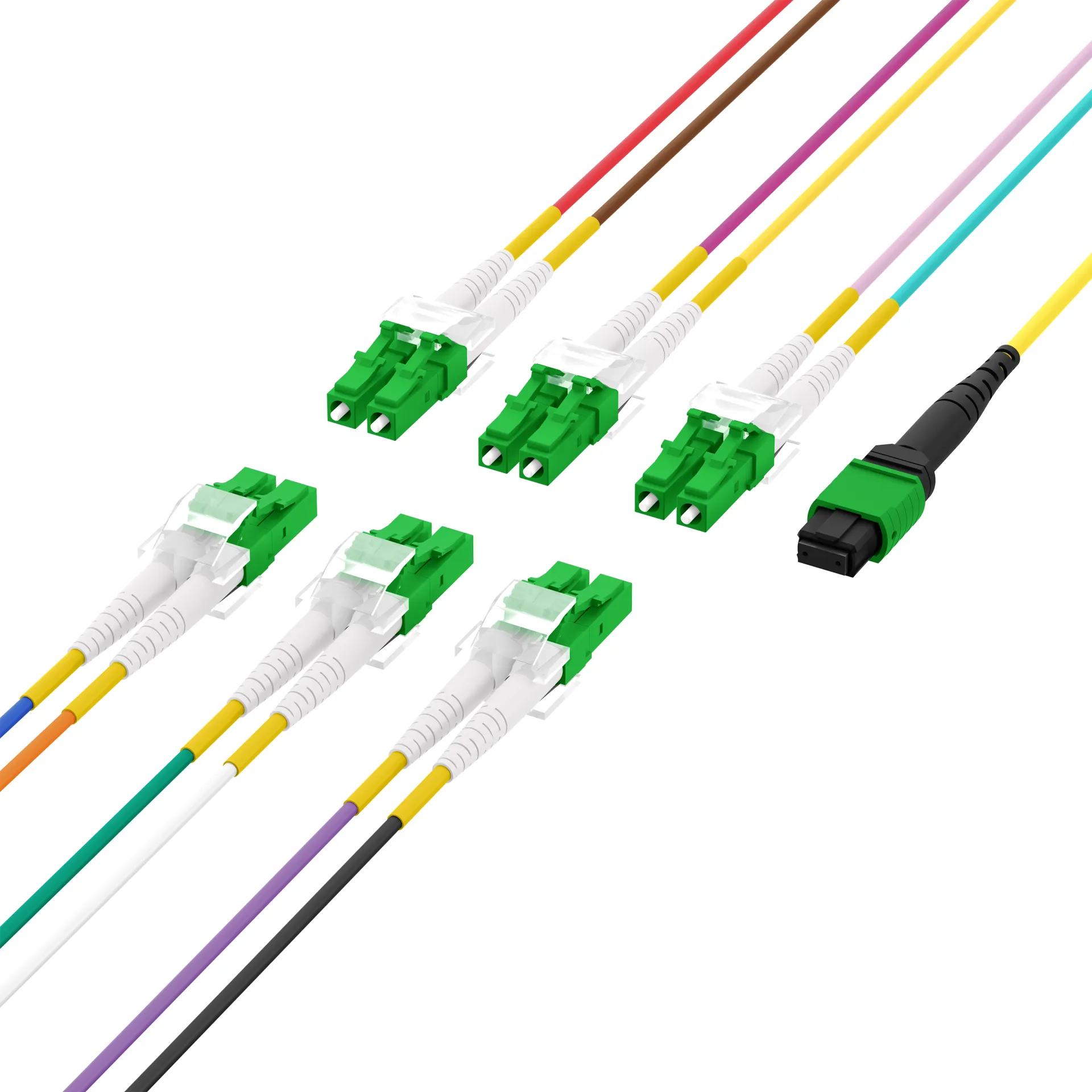 MTP®/APC(F)-LC/APC Trunkkabel OS2 12 Fasern Typ B LSZH gelb 3m – Bild 3