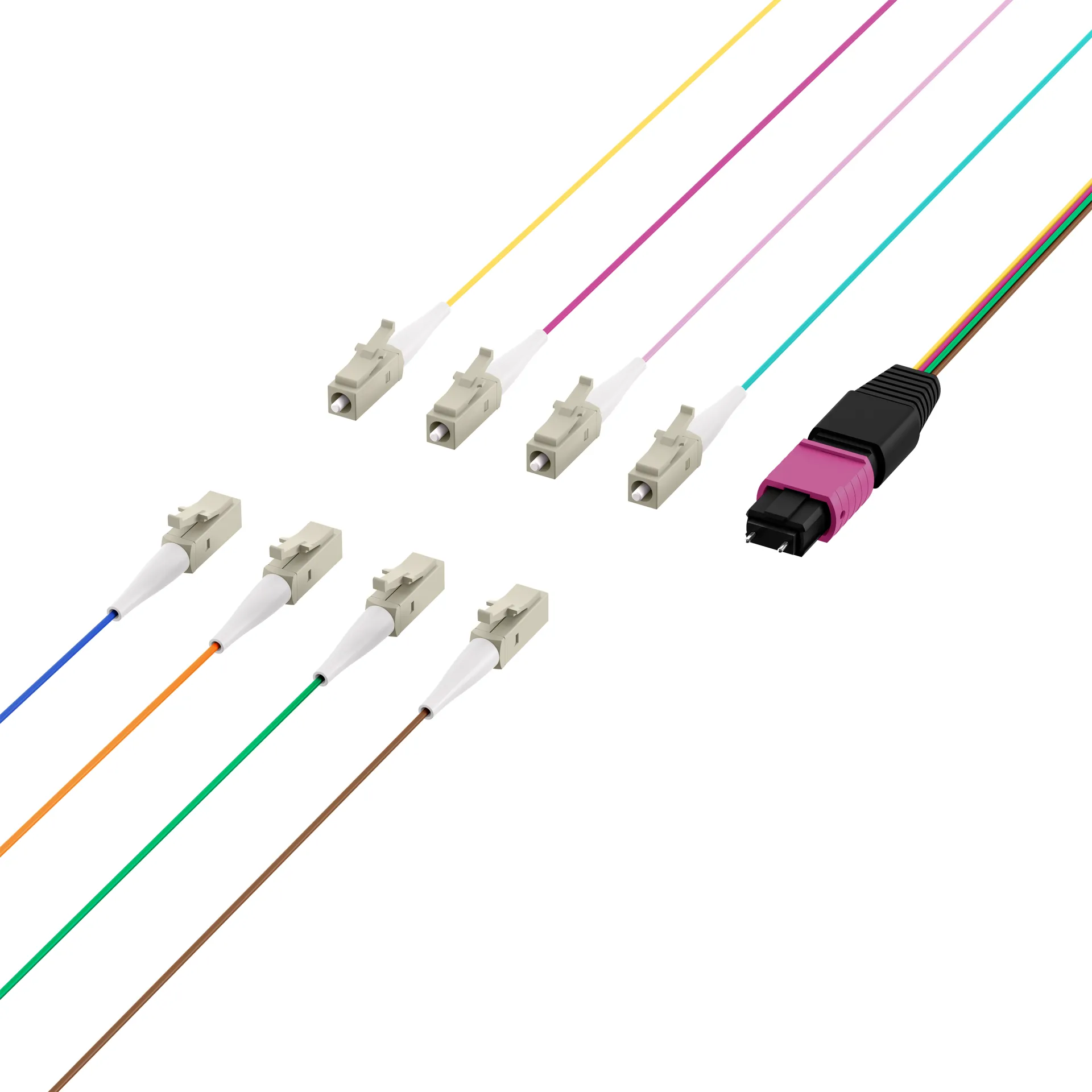 MTP®(M)-LC Fanoutkabel OM4 8 Fasern Typ B LSZH erika-violett 1m – Bild 3