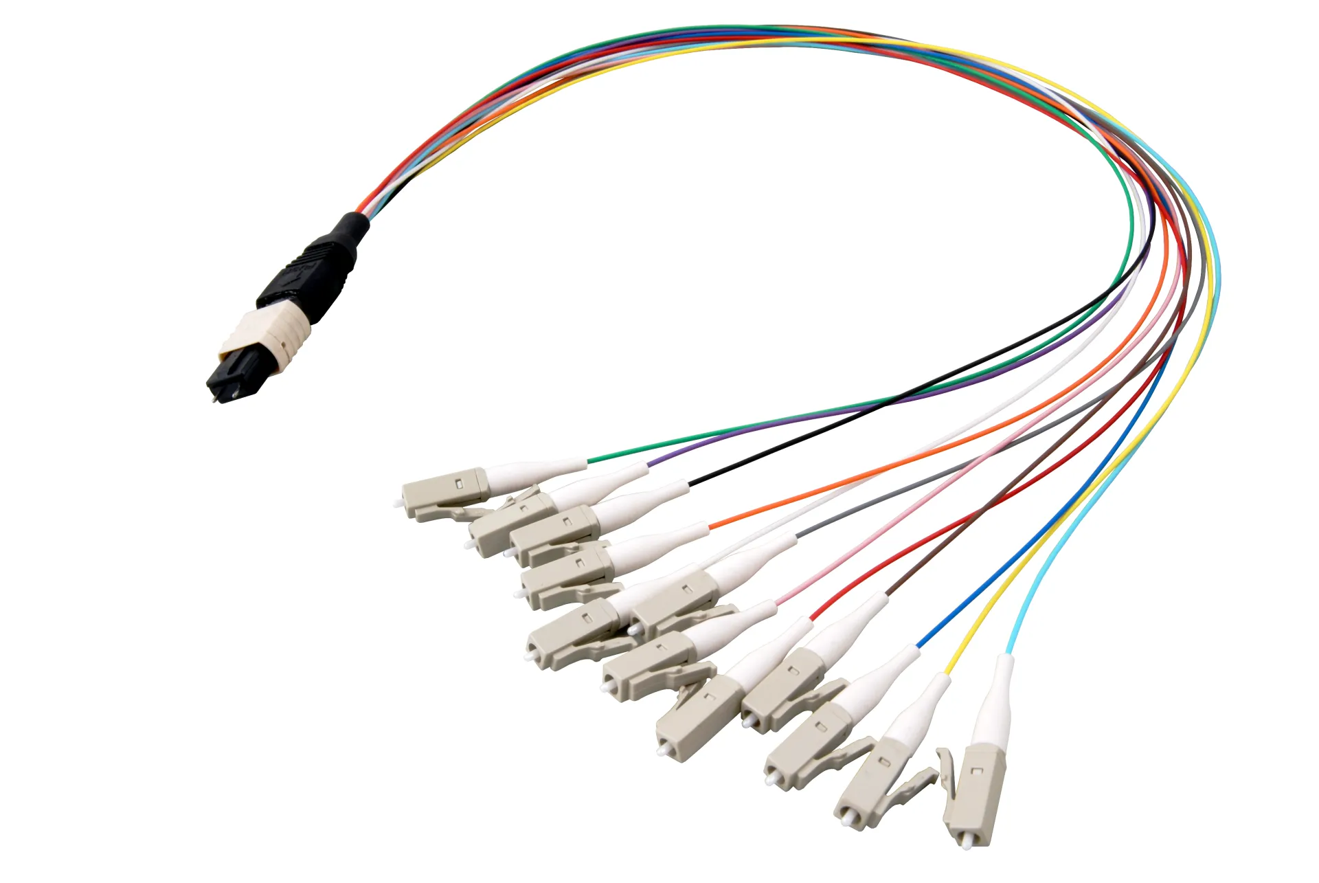 MTP®/APC(M)-LC Fanoutkabel OS2 8 Fasern Typ B LSZH gelb 0,4m