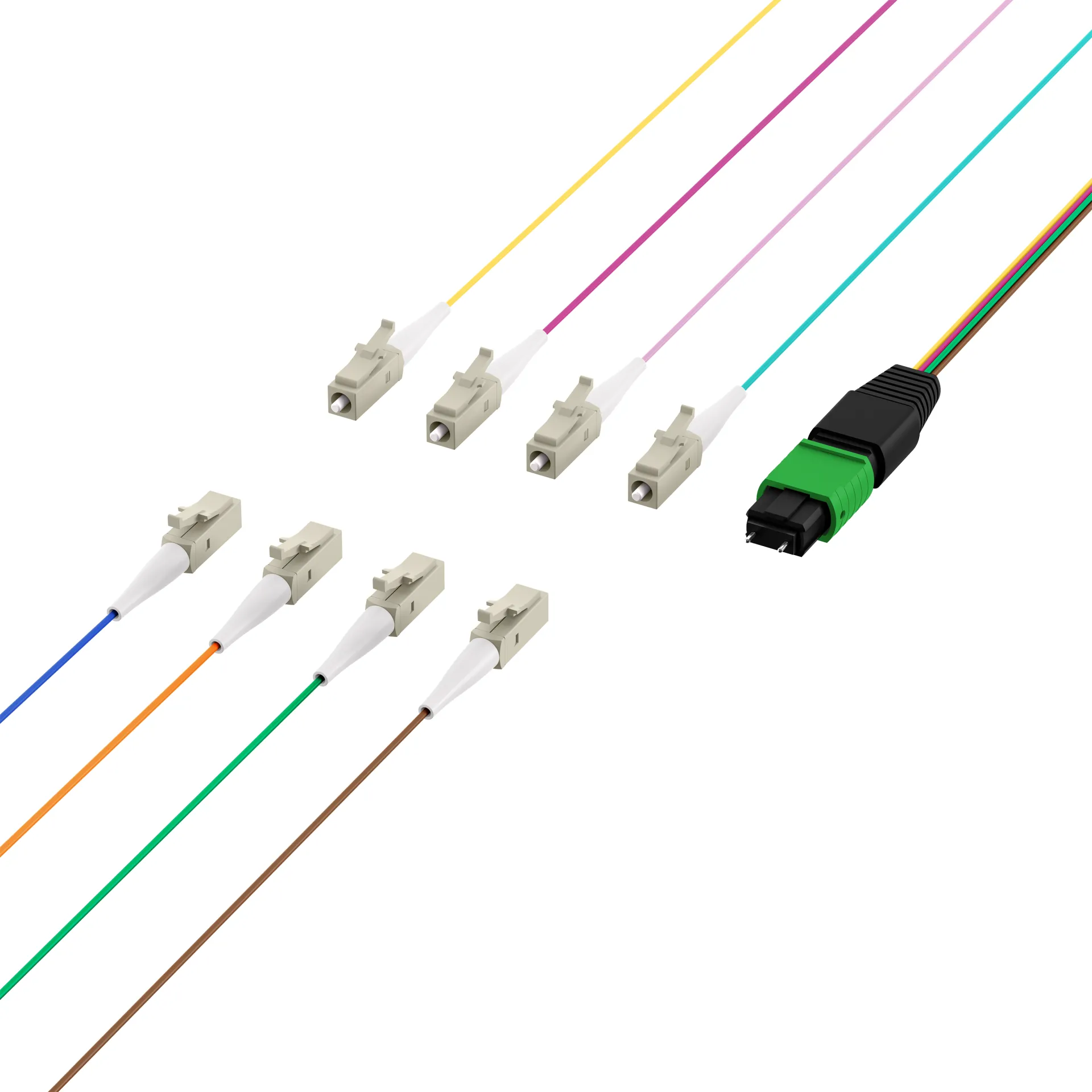 MTP®/APC(M)-LC Fanoutkabel OS2 8 Fasern Typ B LSZH gelb 1m – Bild 3