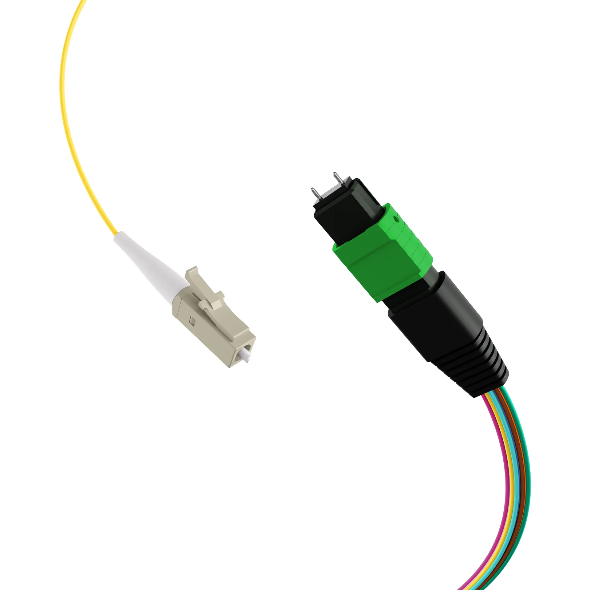 MTP®/APC(M)-LC/APC Fanoutkabel OS2 12 Fasern Typ B LSZH gelb 1m – Bild 2