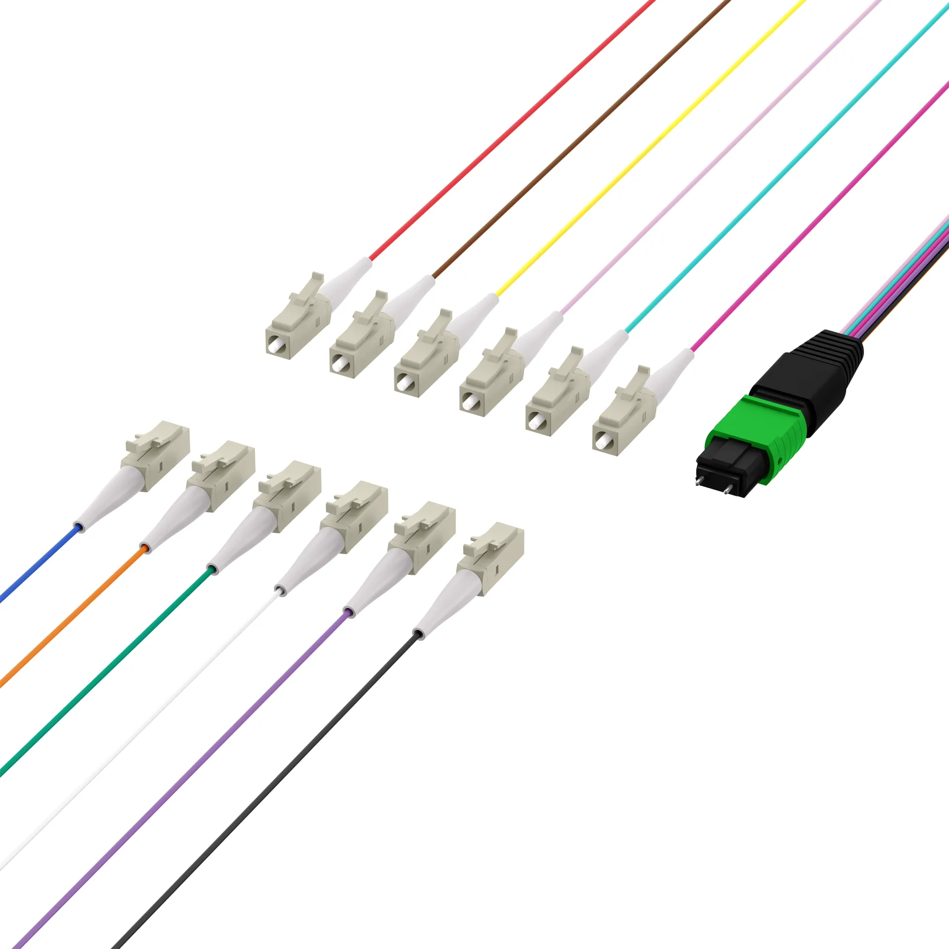 MTP®/APC(M)-LC/APC Fanoutkabel OS2 12 Fasern Typ B LSZH gelb 1m – Bild 3