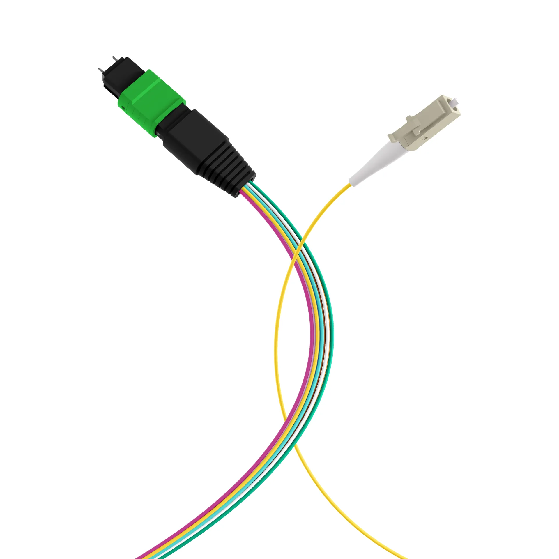 MTP®/APC(M)-LC/APC Fanoutkabel OS2 12 Fasern Typ B LSZH gelb 1m – Bild 4