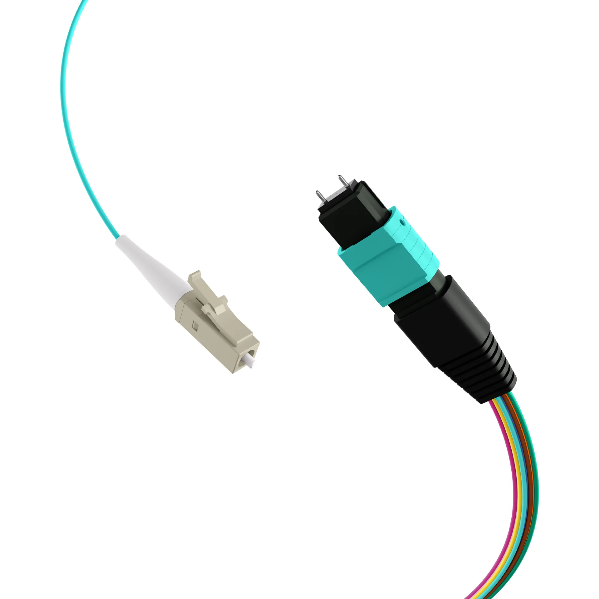 MTP®(M)-LC Fanoutkabel OM3 12 Fasern Typ B LSZH aqua 1m – Bild 2