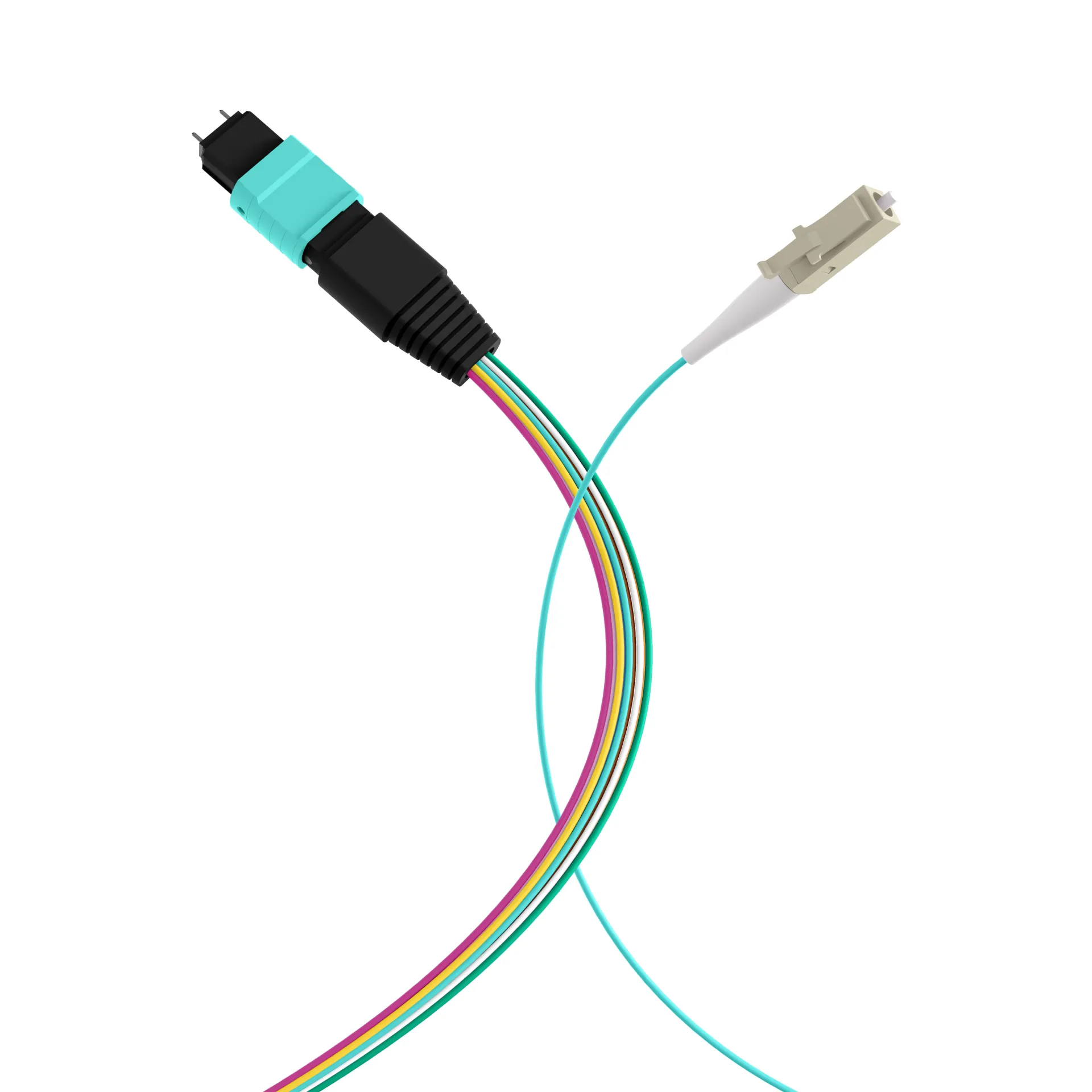 MTP®(M)-LC Fanoutkabel OM3 12 Fasern Typ B LSZH aqua 1m – Bild 4