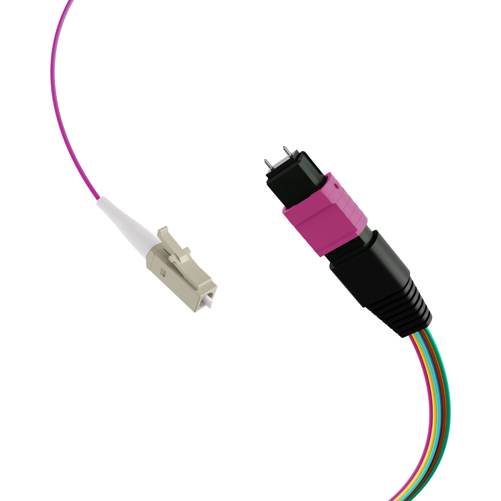 MTP®(M)-LC Fanoutkabel OM4 12 Fasern Typ B LSZH erika-violett 1m – Bild 2