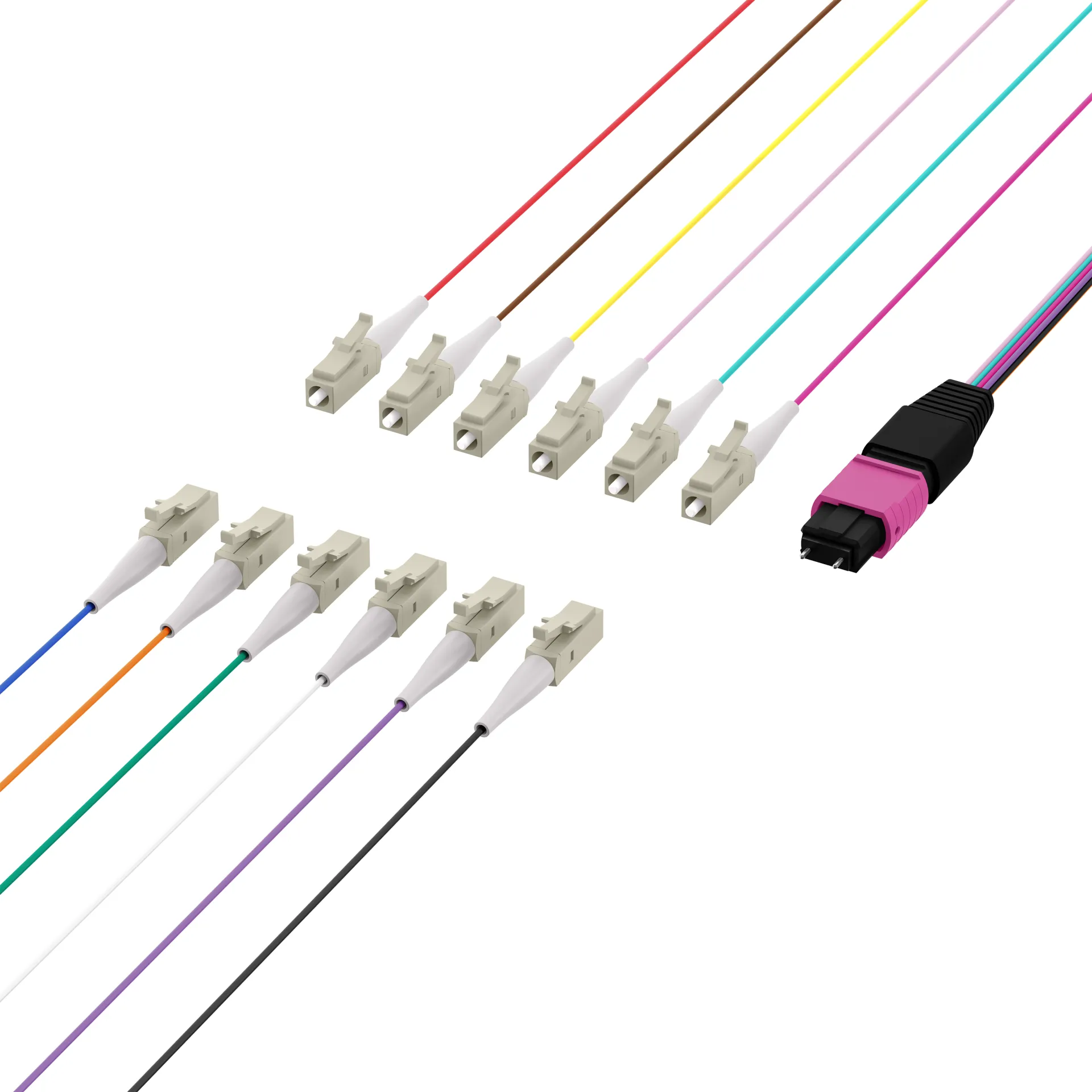 MTP®(M)-LC Fanoutkabel OM4 12 Fasern Typ B LSZH erika-violett 1m – Bild 3