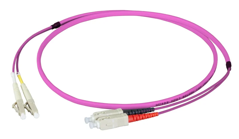 Duplex Patchkabel Flat-Twin LC-SC OM4 2m LSZH 3x5mm erikaviolett