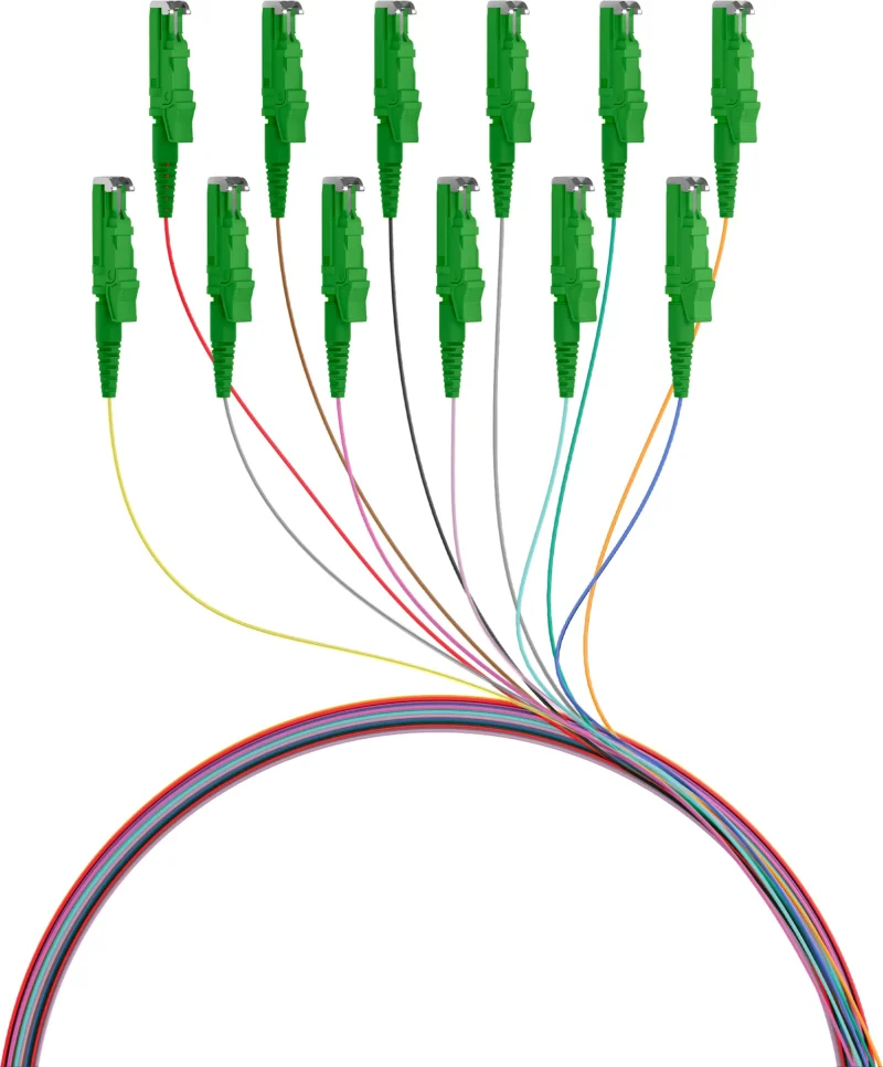 Faserpigtail E2000®/APC OS2 G652D farbiges Set 2m – 12 Stück