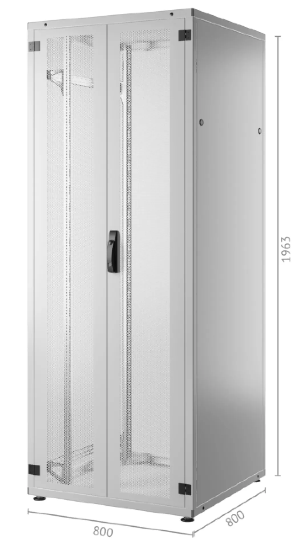 19'' Serverschrank PRO 42HE, 800x800 mm, F=2-tlg., R=Stahl 1-tlg. 2xVR, RAL7035
