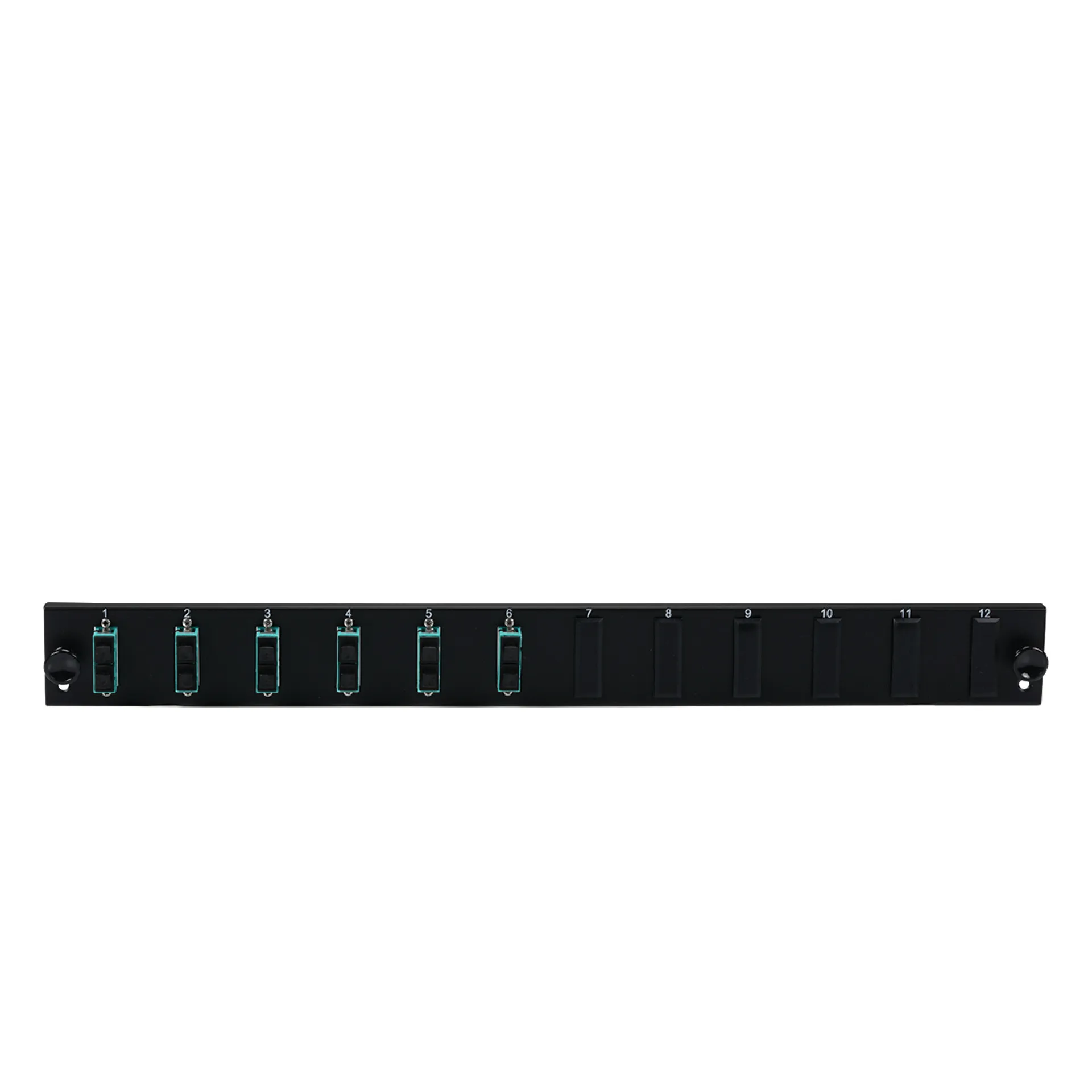 Bestückte 12 Port Frontblende mit 6 x SC Duplex Kupplung OM3 vertikal, grau – Bild 2