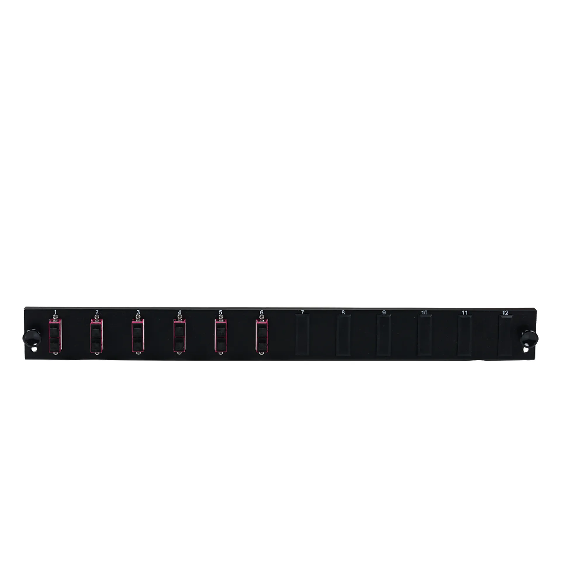 Bestückte 12 Port Frontblende mit 6 x SC Duplex Kupplung OM4 vertikal, grau – Bild 2
