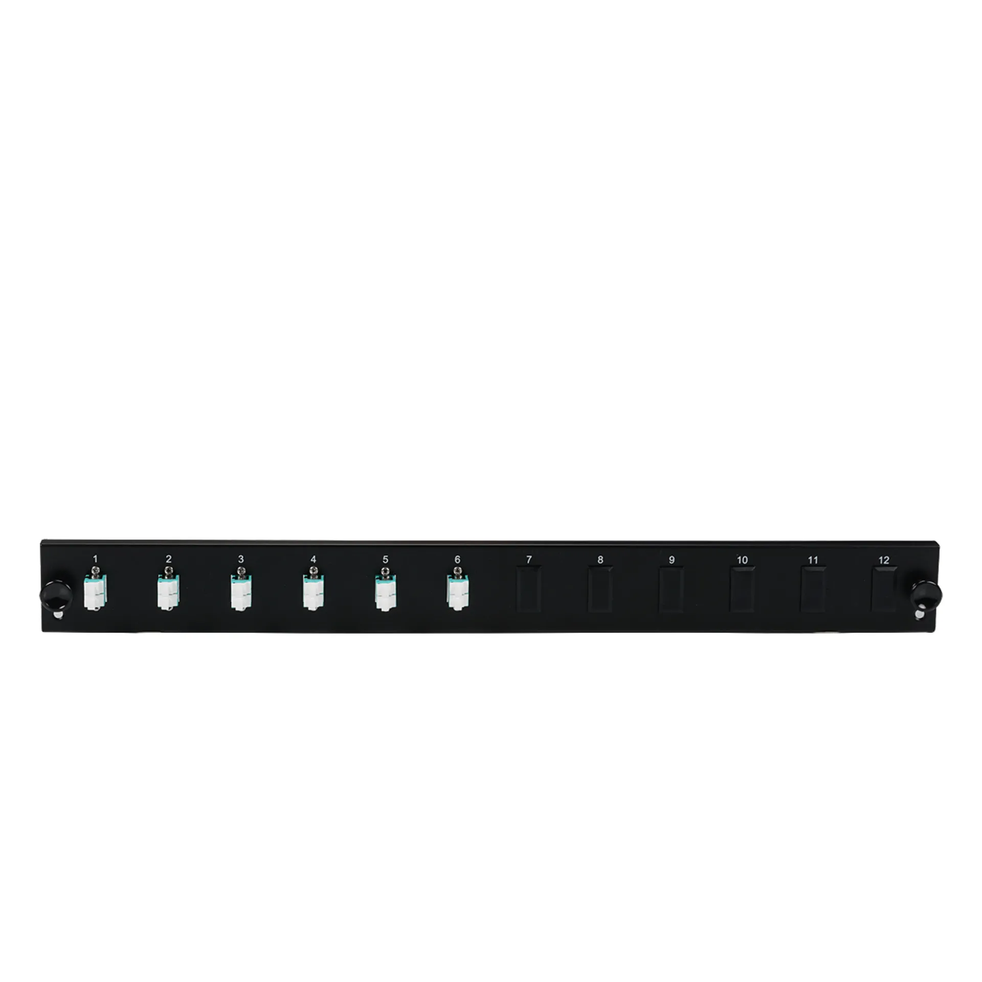 Bestückte 12 Port Frontblende mit 6 x LC Duplex Kupplung OM3 vertikal, grau – Bild 2