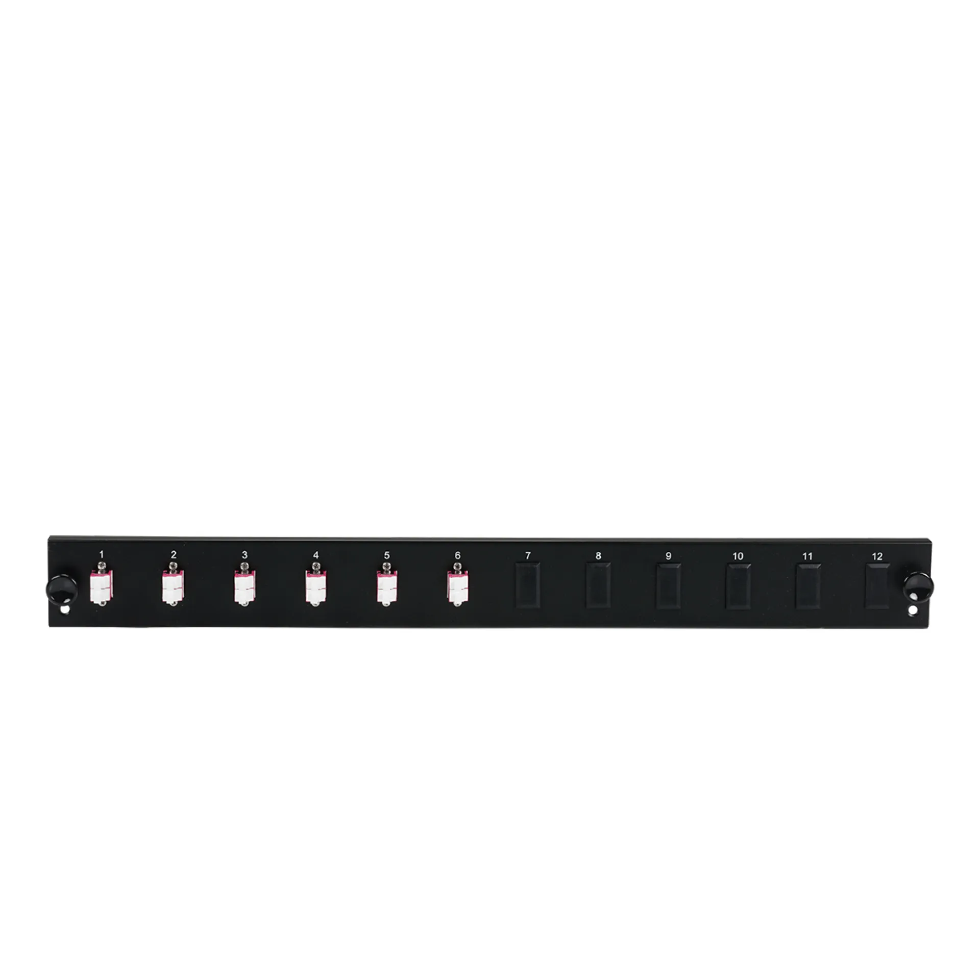 Bestückte 12 Port Frontblende mit 6 x LC Duplex Kupplung OM4 vertikal, grau – Bild 2