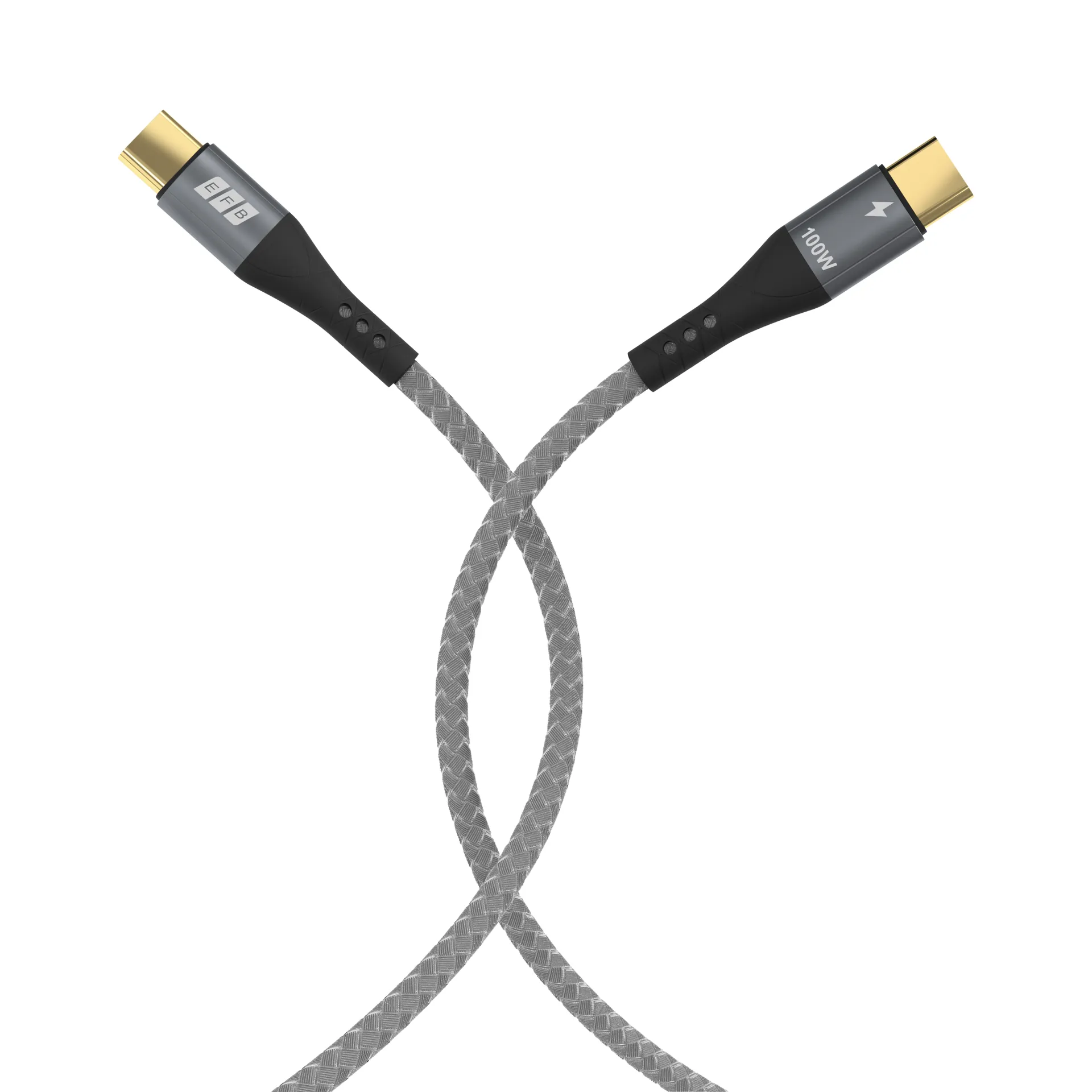 USB-C Kabelset 100W PD 3.0 5A E-Marker Chip 2x1m grau Goldkontakte Textilmantel – Bild 4